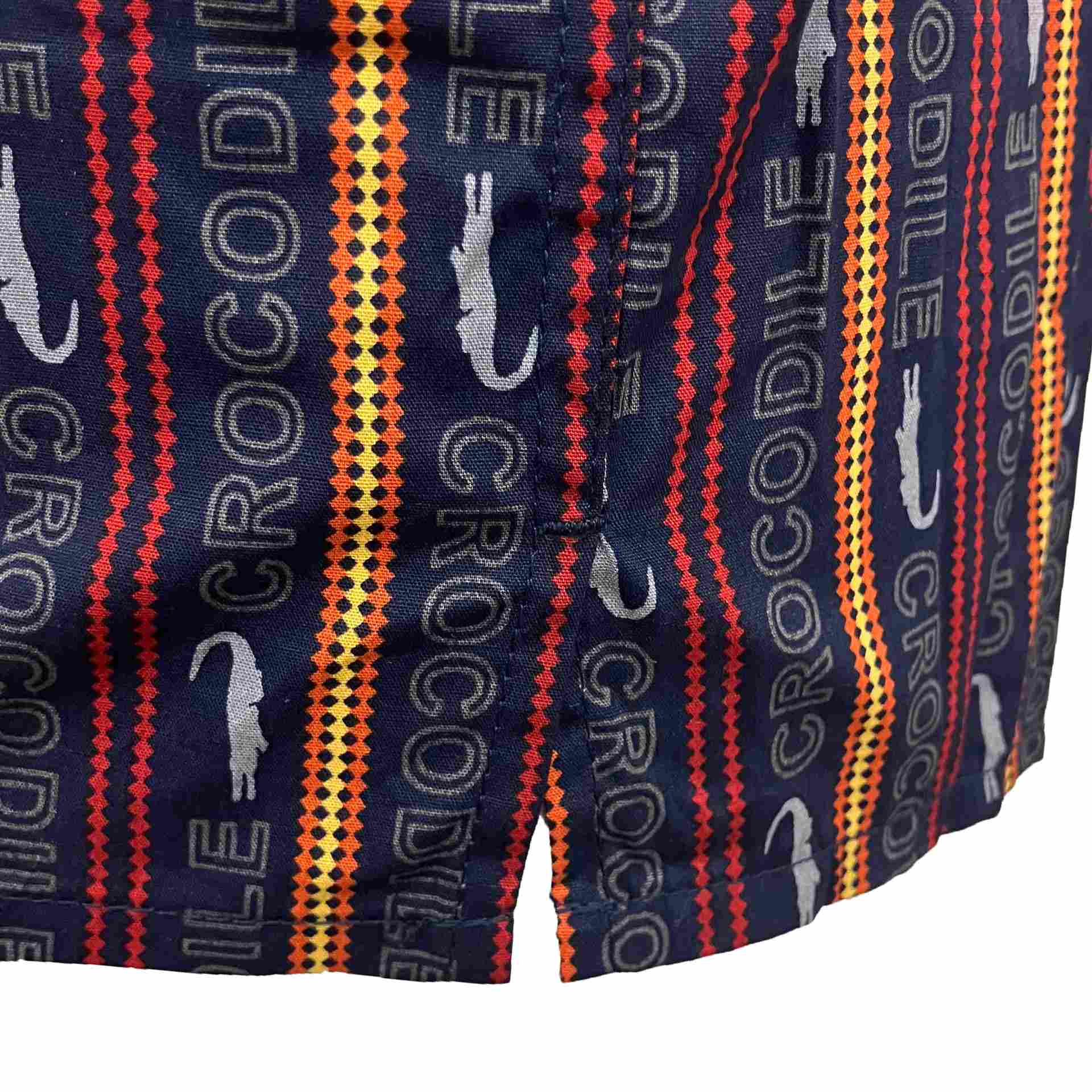 クロコダイル CROCODILE プリントストライプ柄前開きトランクス 【返品不可商品】 (ネイビー) ネイビー