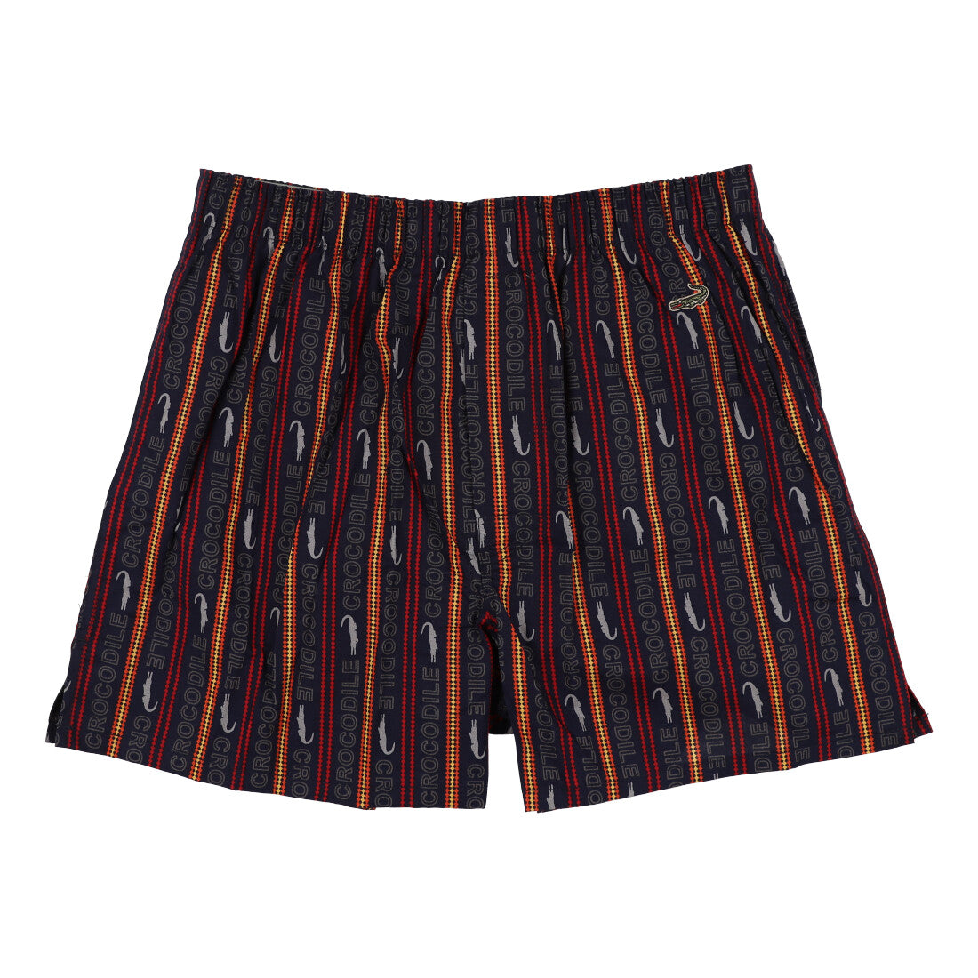 クロコダイル CROCODILE プリントストライプ柄前開きトランクス 【返品不可商品】 (ネイビー) ネイビー
