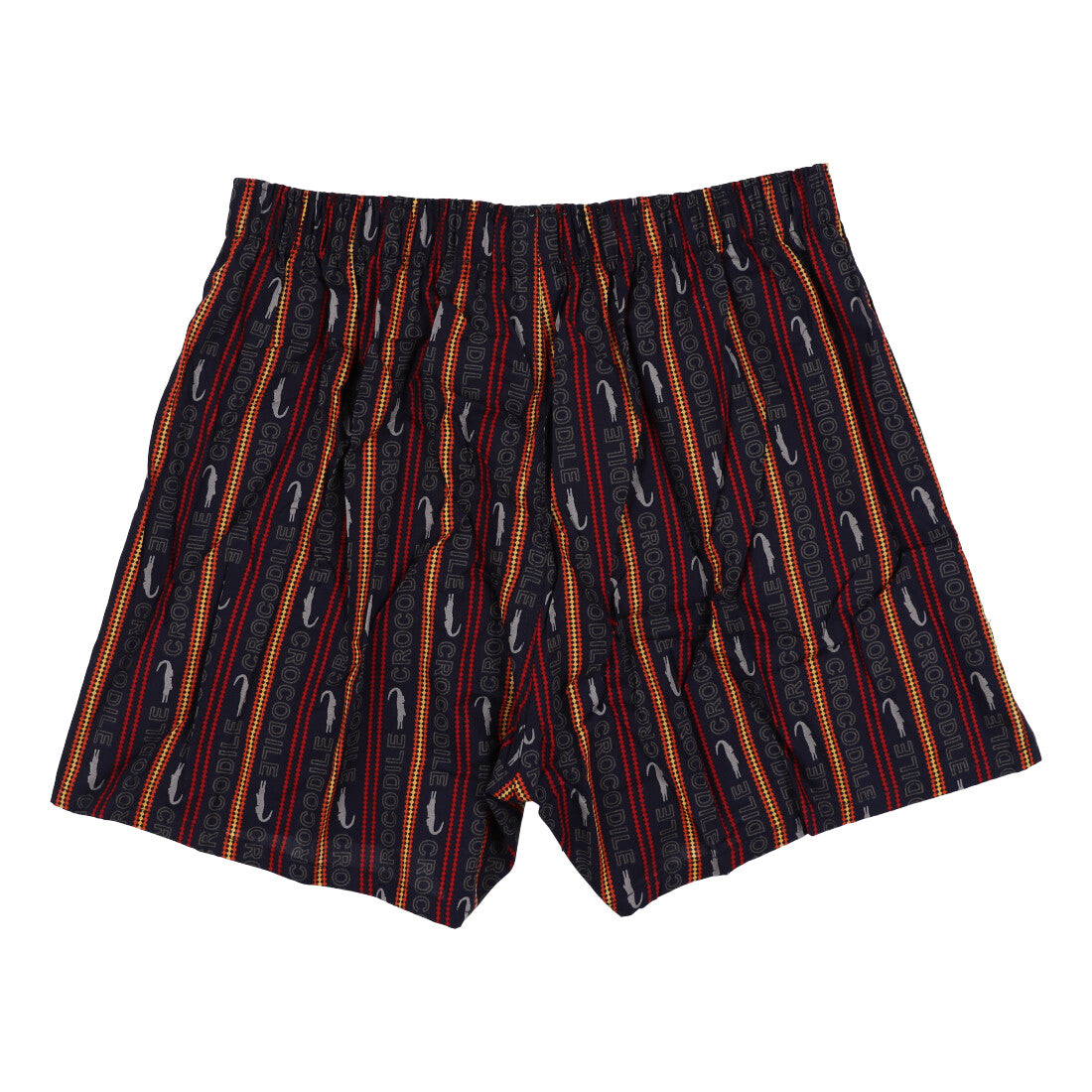 クロコダイル CROCODILE プリントストライプ柄前開きトランクス 【返品不可商品】 (ネイビー) ネイビー