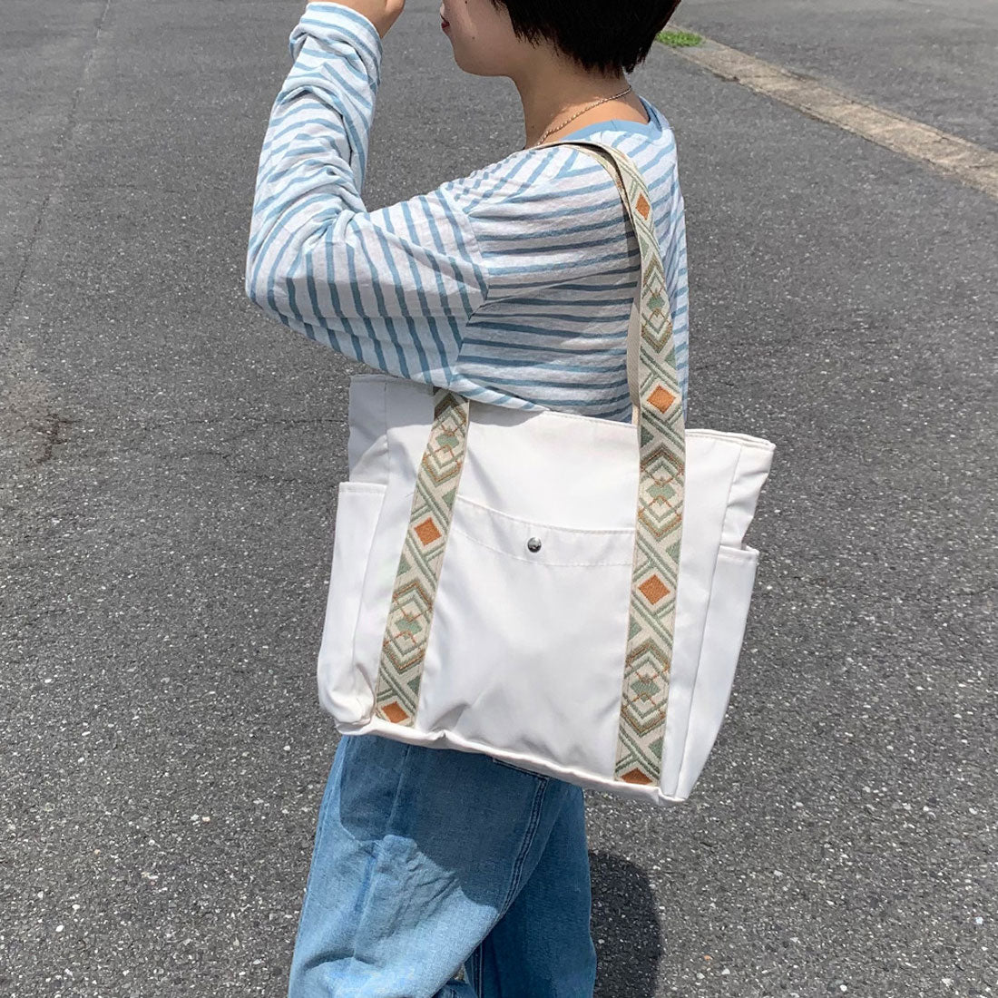 シーアールビー CRB 撥水柄テープトートバッグ