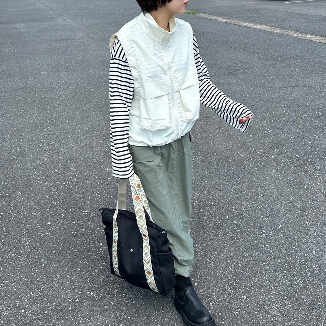 シーアールビー CRB 撥水柄テープトートバッグ