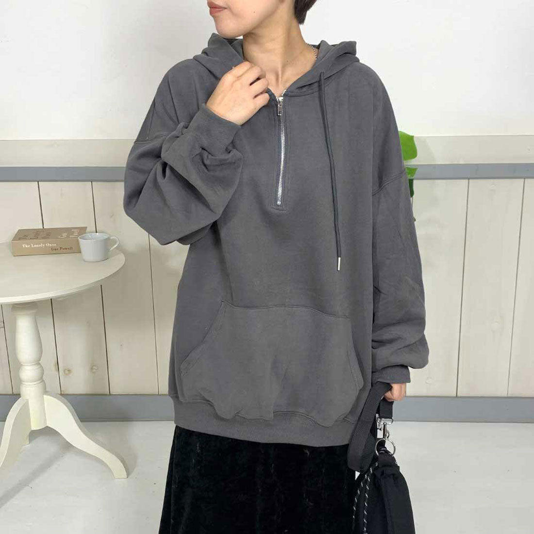 シーアールビー CRB ハーフジップパーカー (チャコールグレー) チャコールグレー