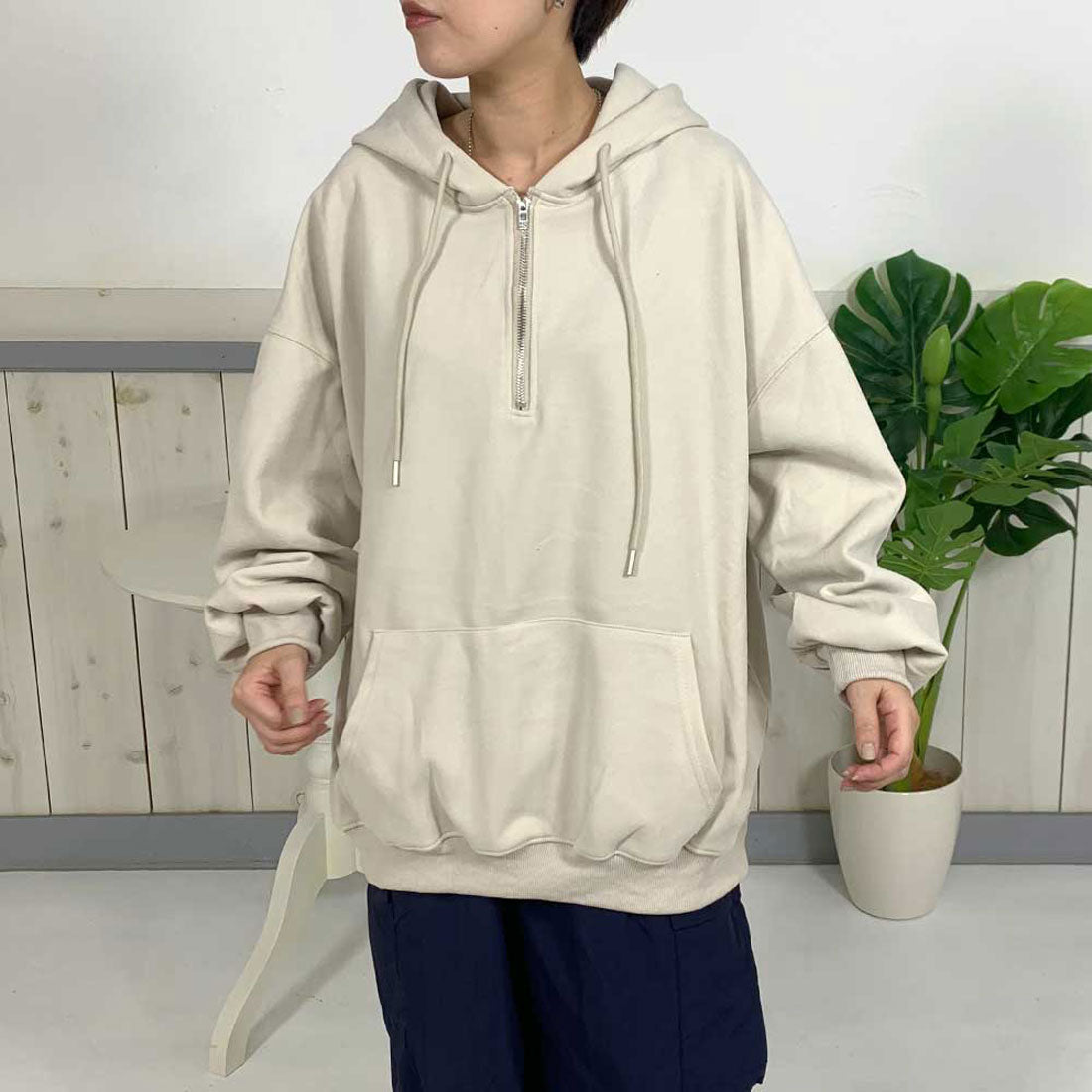 シーアールビー CRB ハーフジップパーカー (チャコールグレー) チャコールグレー