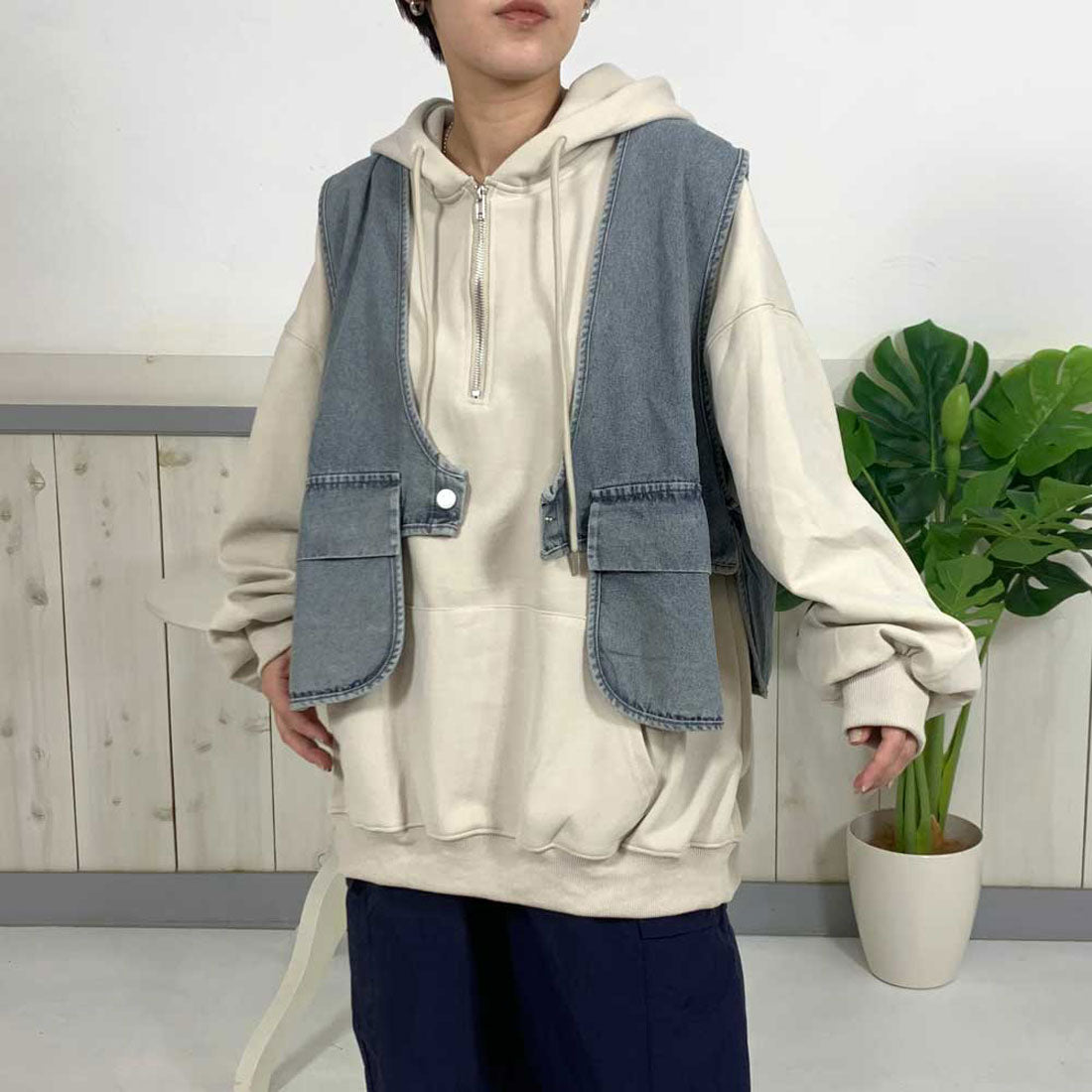 シーアールビー CRB ハーフジップパーカー (チャコールグレー) チャコールグレー