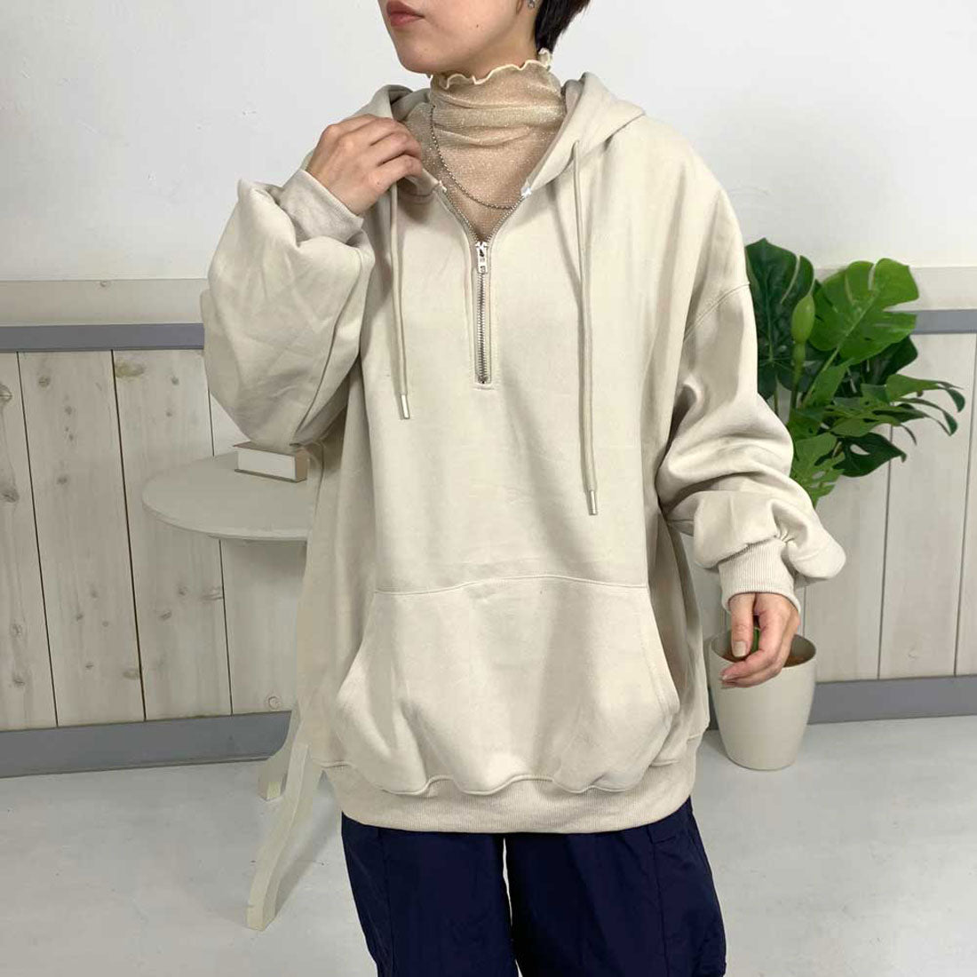 シーアールビー CRB ハーフジップパーカー (チャコールグレー) チャコールグレー