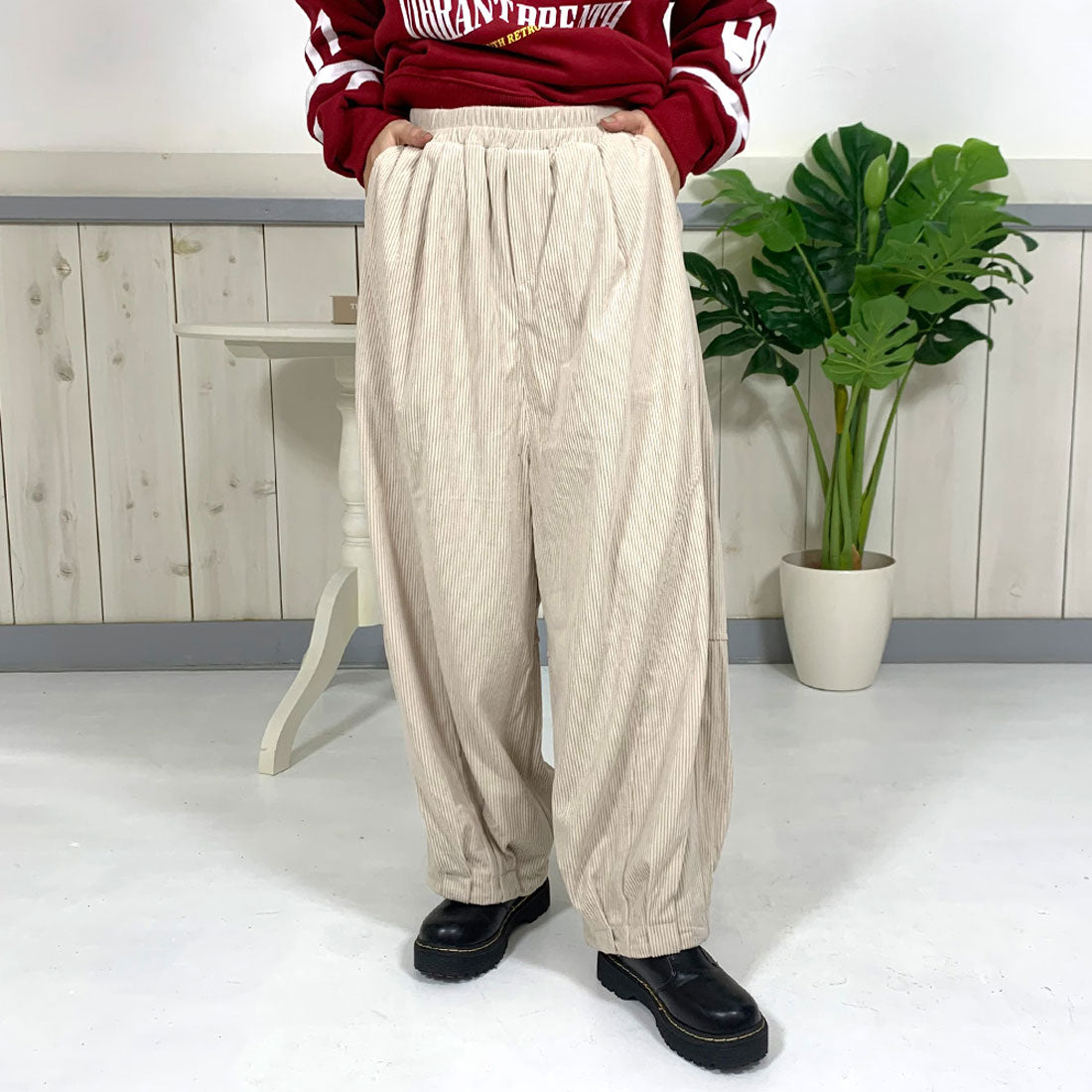 シーアールビー CRB コールカーブパンツ,アイボリー