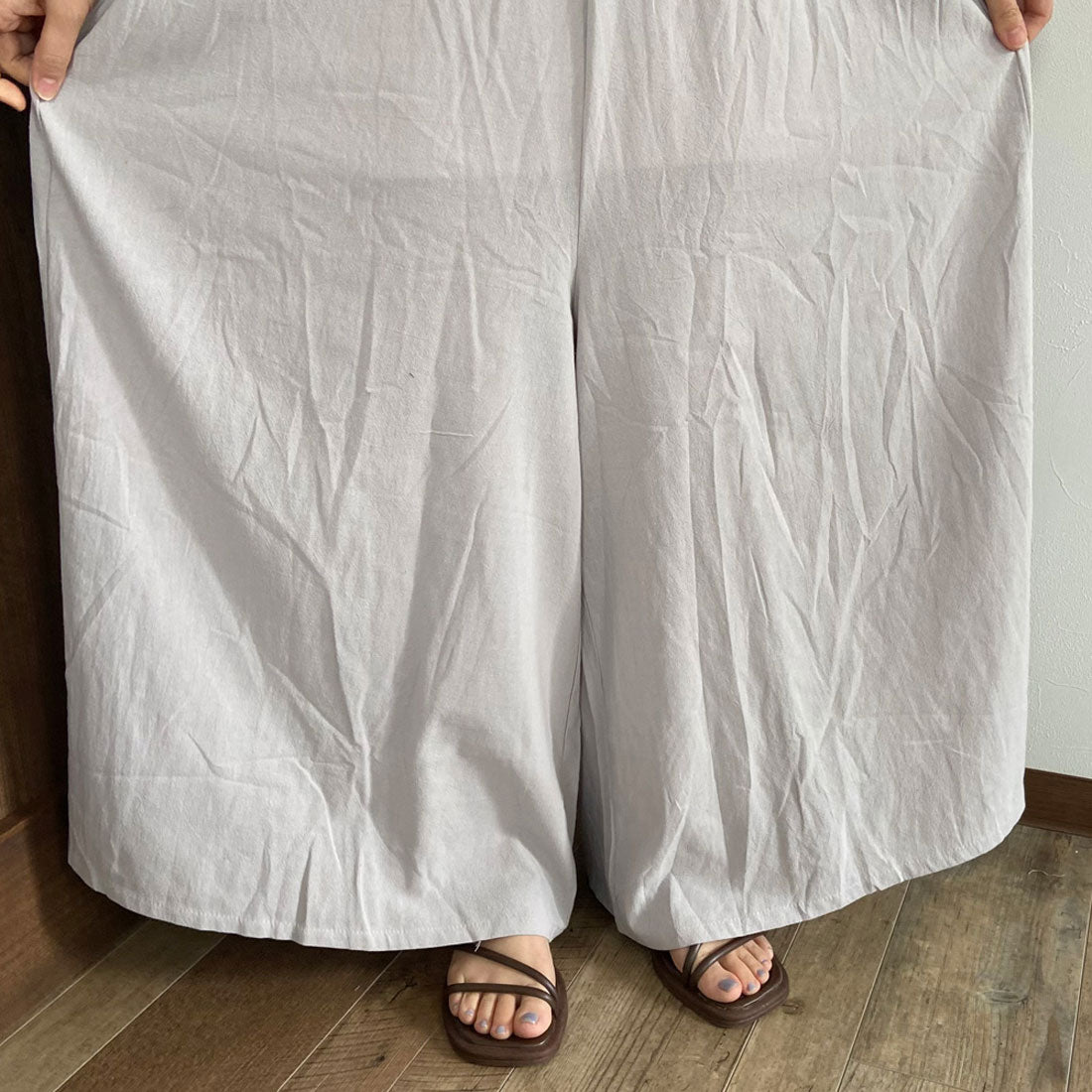 シーアールビー CRB やみつきワイドパンツ (ブルー) ブルー