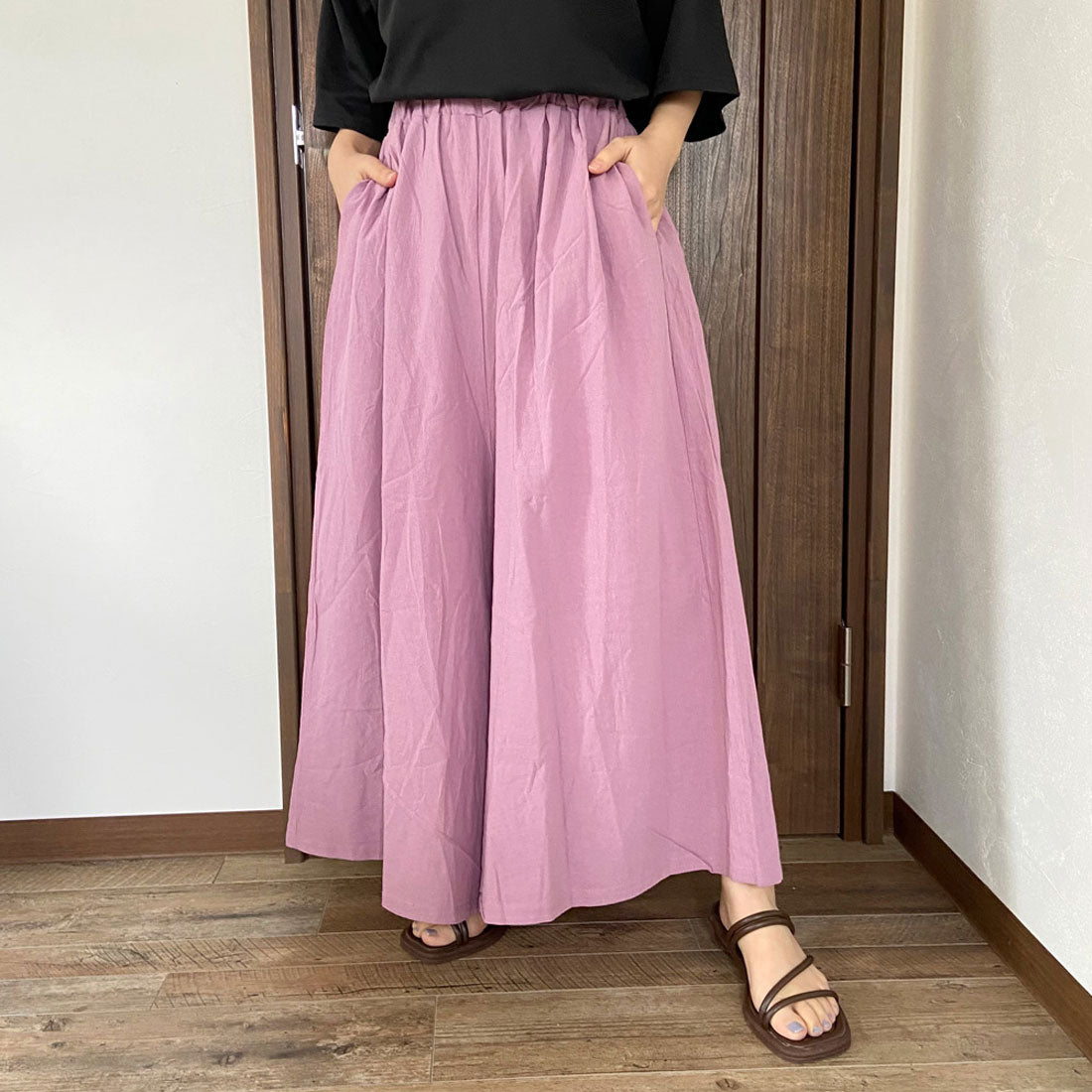 シーアールビー CRB やみつきワイドパンツ (パープル) パープル