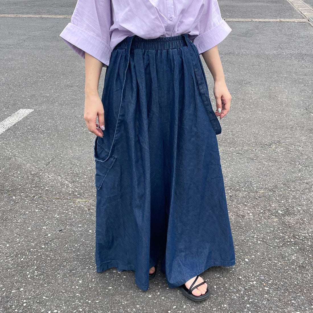 シーアールビー CRB サス付きカーゴワイドパンツ (インディゴブルー) インディゴブルー