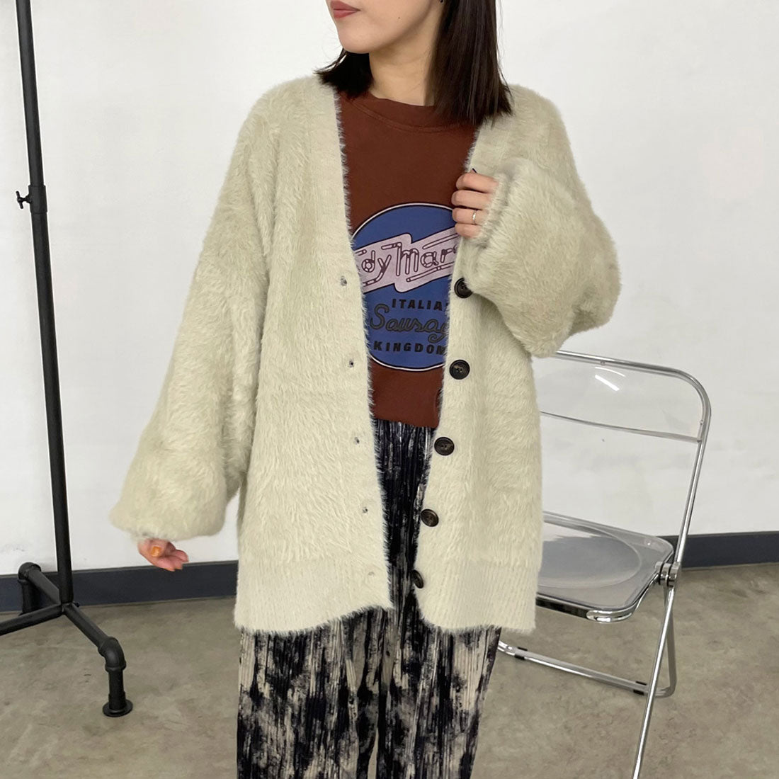 シーアールビー CRB シャギーカーディガン (ベージュ) ベージュ