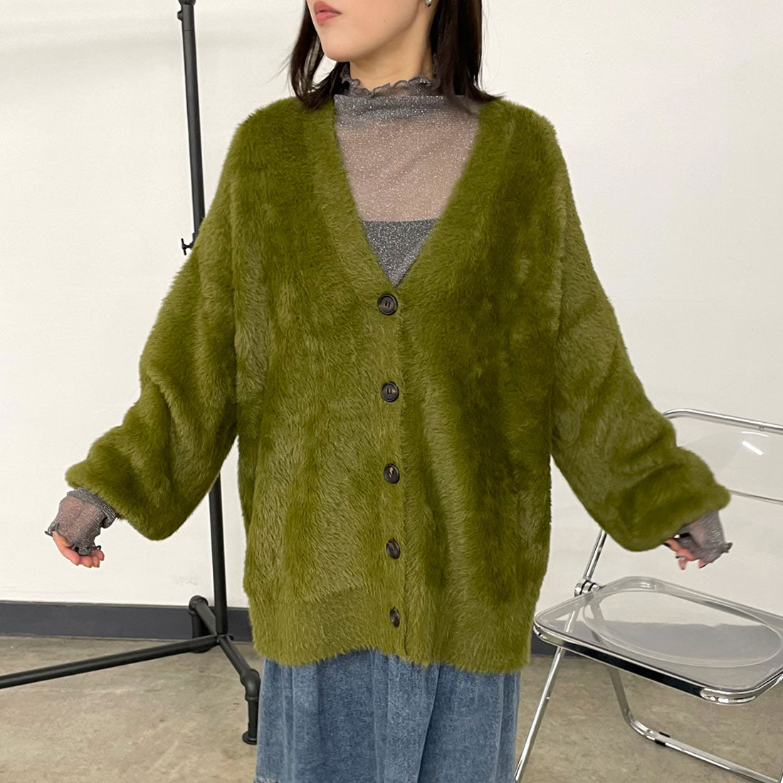 シーアールビー CRB シャギーカーディガン (ベージュ) ベージュ