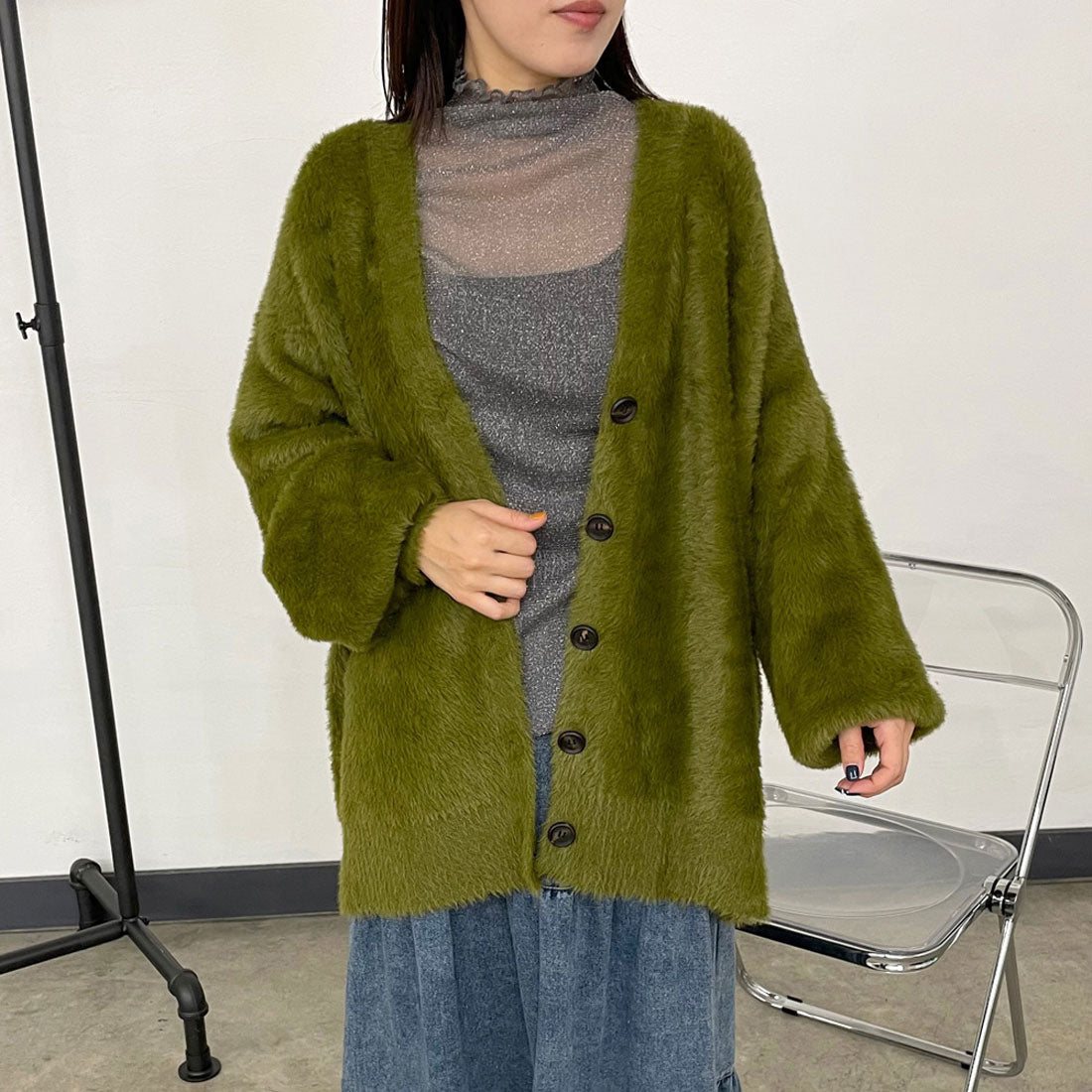 シーアールビー CRB シャギーカーディガン (ベージュ) ベージュ