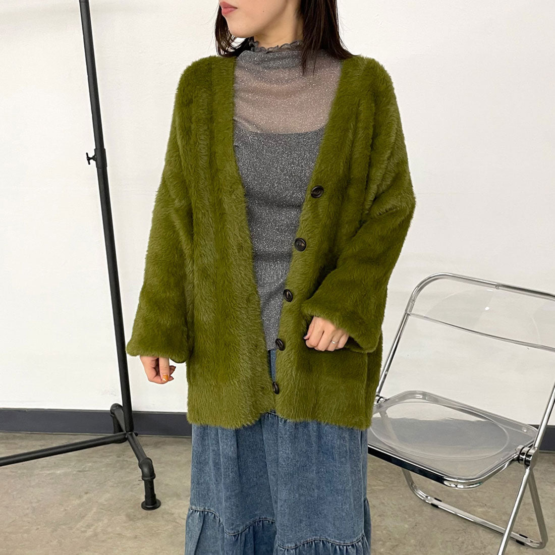 シーアールビー CRB シャギーカーディガン (ベージュ) ベージュ