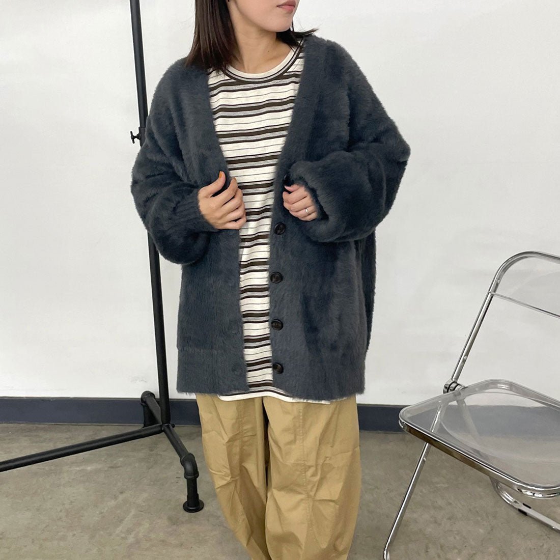 シーアールビー CRB シャギーカーディガン (ベージュ) ベージュ