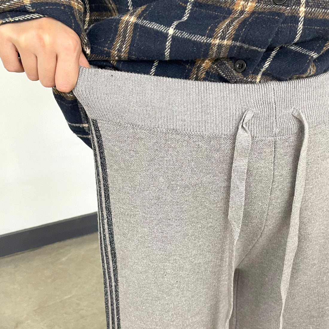 シーアールビー CRB ラインニットワイドパンツ (グレー) グレー