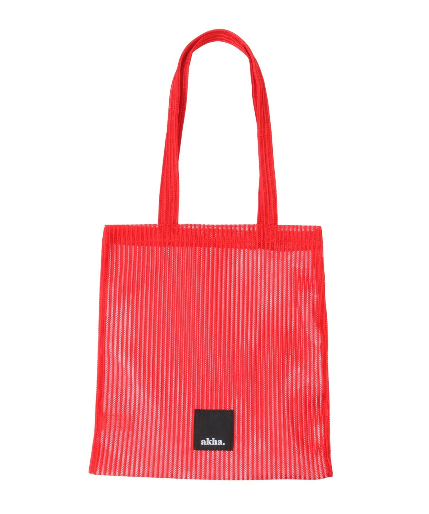 クラフトスタンダードブティック CRAFT STANDARD BOUTIQUE akha. ストライプメッシュトートバッグ (グレー) グレー