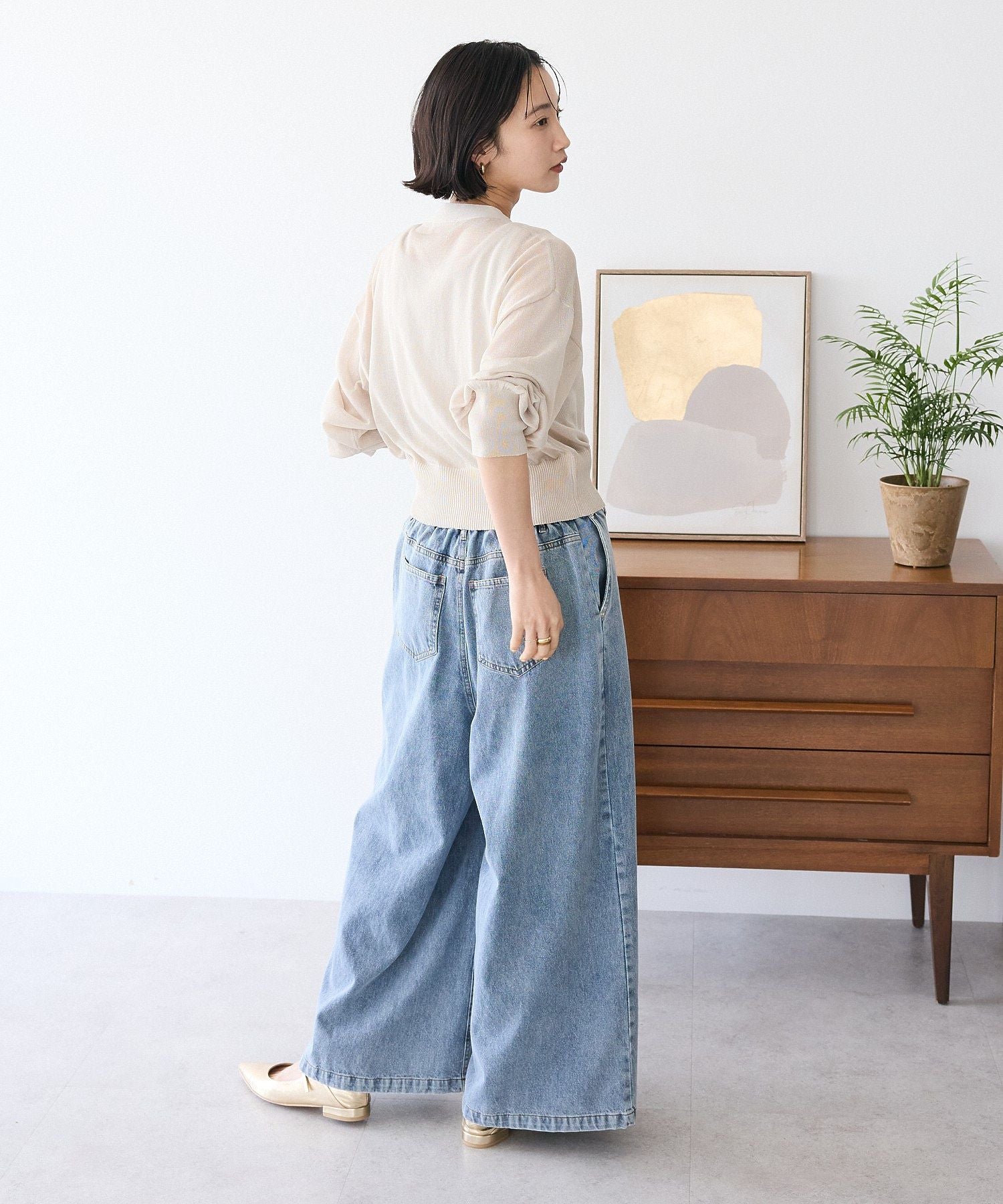 クラフトスタンダードブティック CRAFT STANDARD BOUTIQUE シアーニットカーディガン (ブラウン) ブラウン