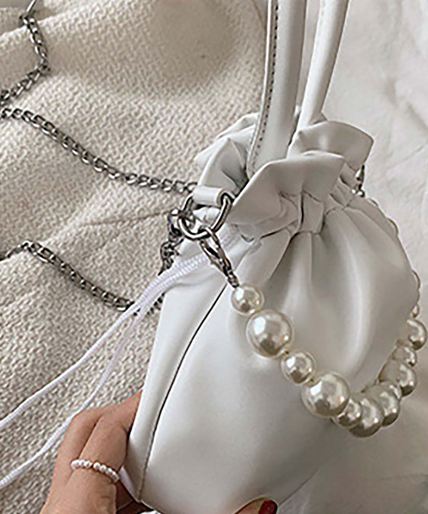 ニナエリナ Nina et Lina パールハンドバック (ホワイト) ホワイト