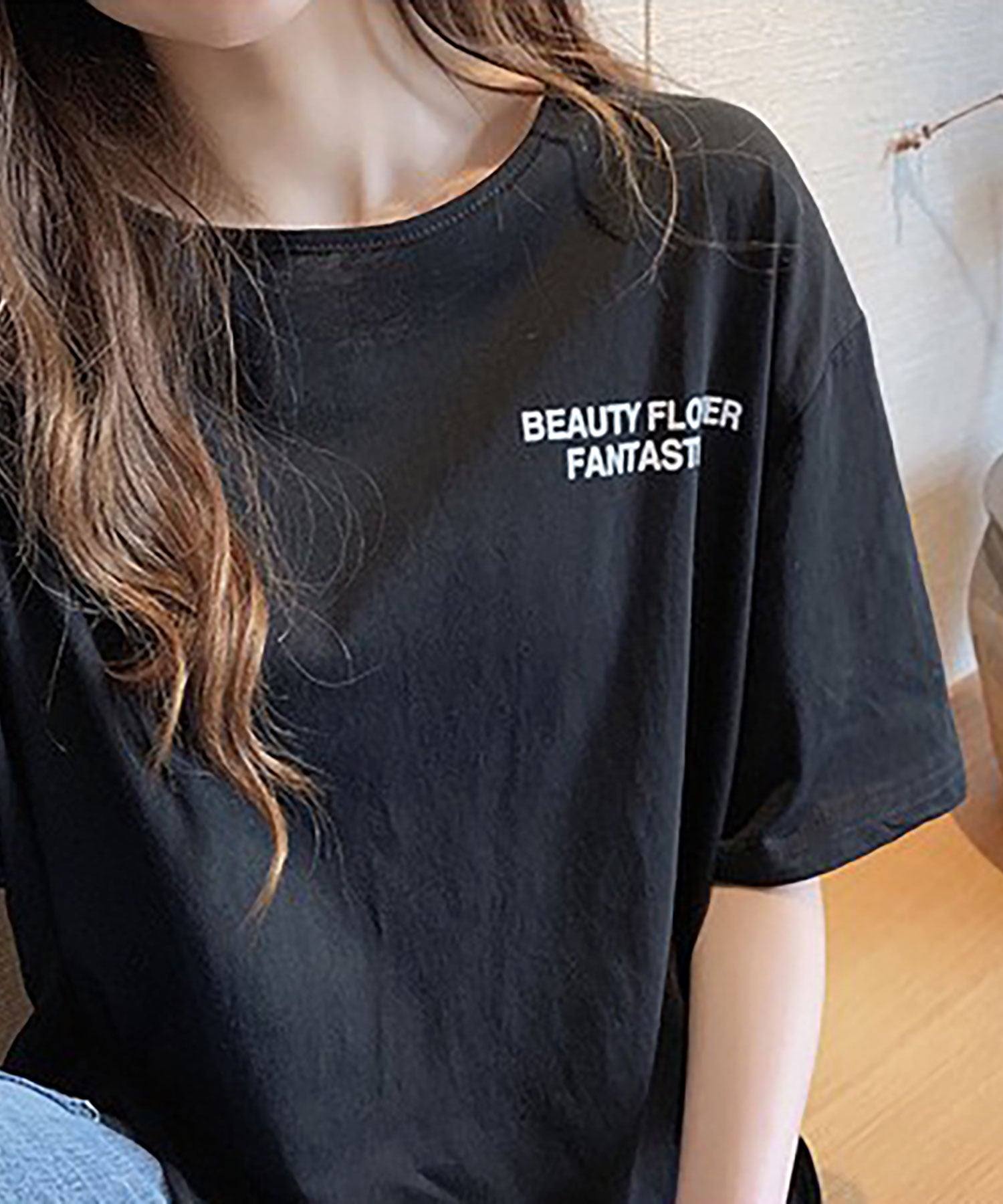 ニナエリナ Nina et Lina サイドスリットクルーネックTシャツ