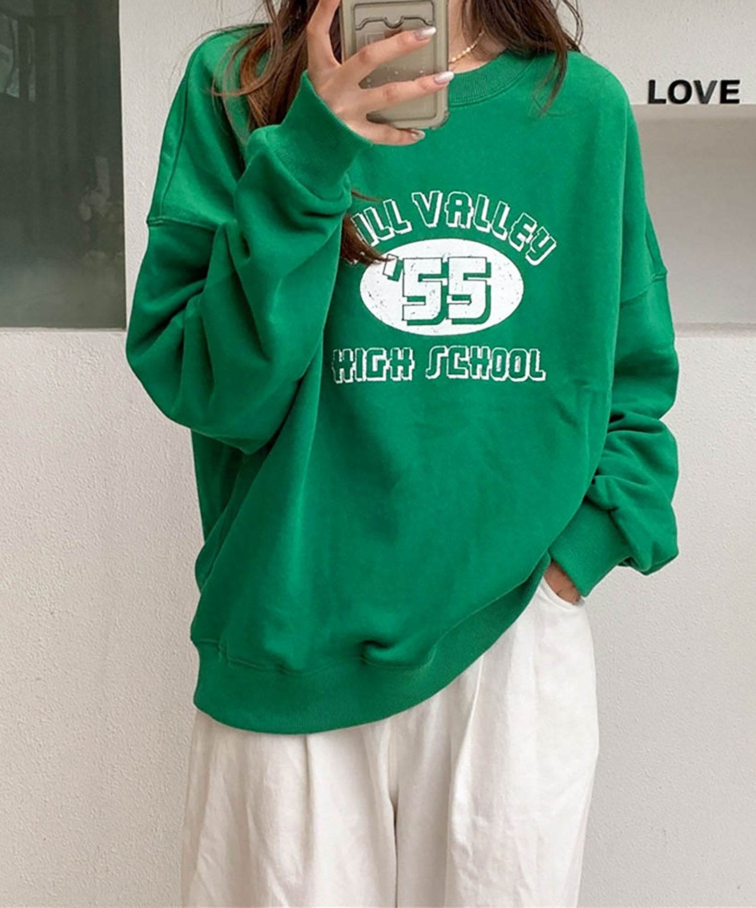 ニナエリナ Nina et Lina 裏毛 HILL VALLEY HIGH SCHOOL 英字ロゴトレーナー (グレー) グレー