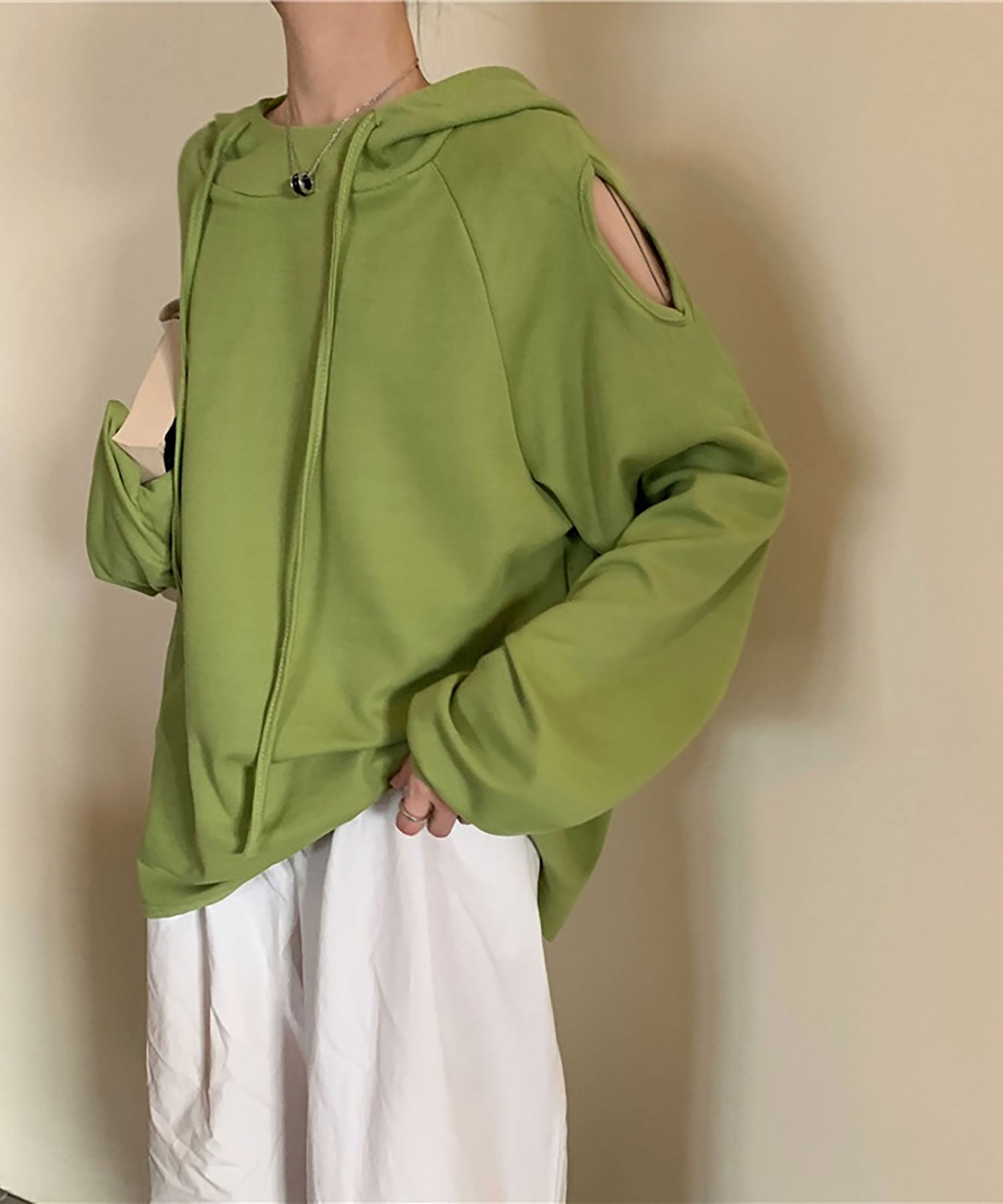 ニナエリナ Nina et Lina 肩開きプルパーカー (ホワイト) ホワイト