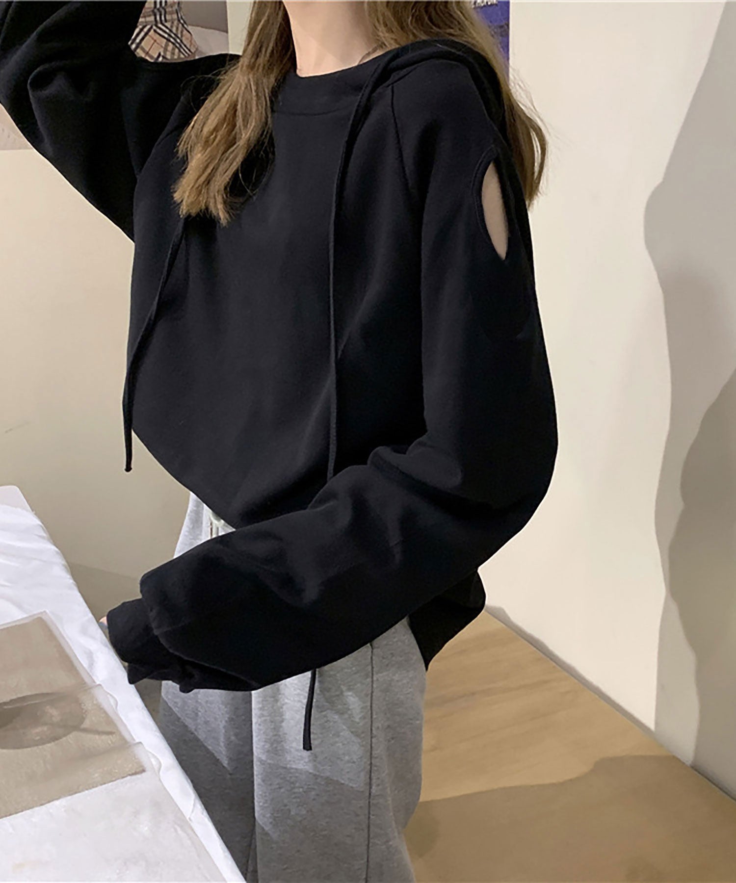 ニナエリナ Nina et Lina 肩開きプルパーカー (ホワイト) ホワイト