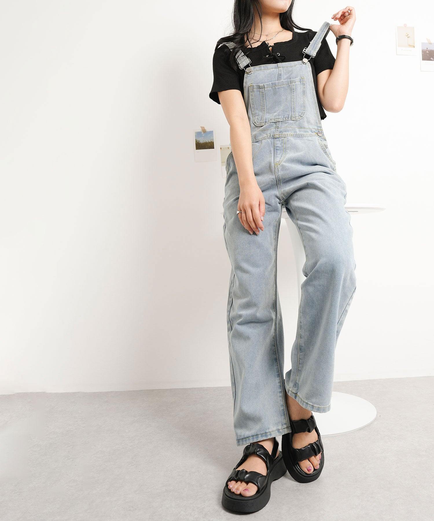 ニナエリナ Nina et Lina デニムサロペット (ブルー) ブルー