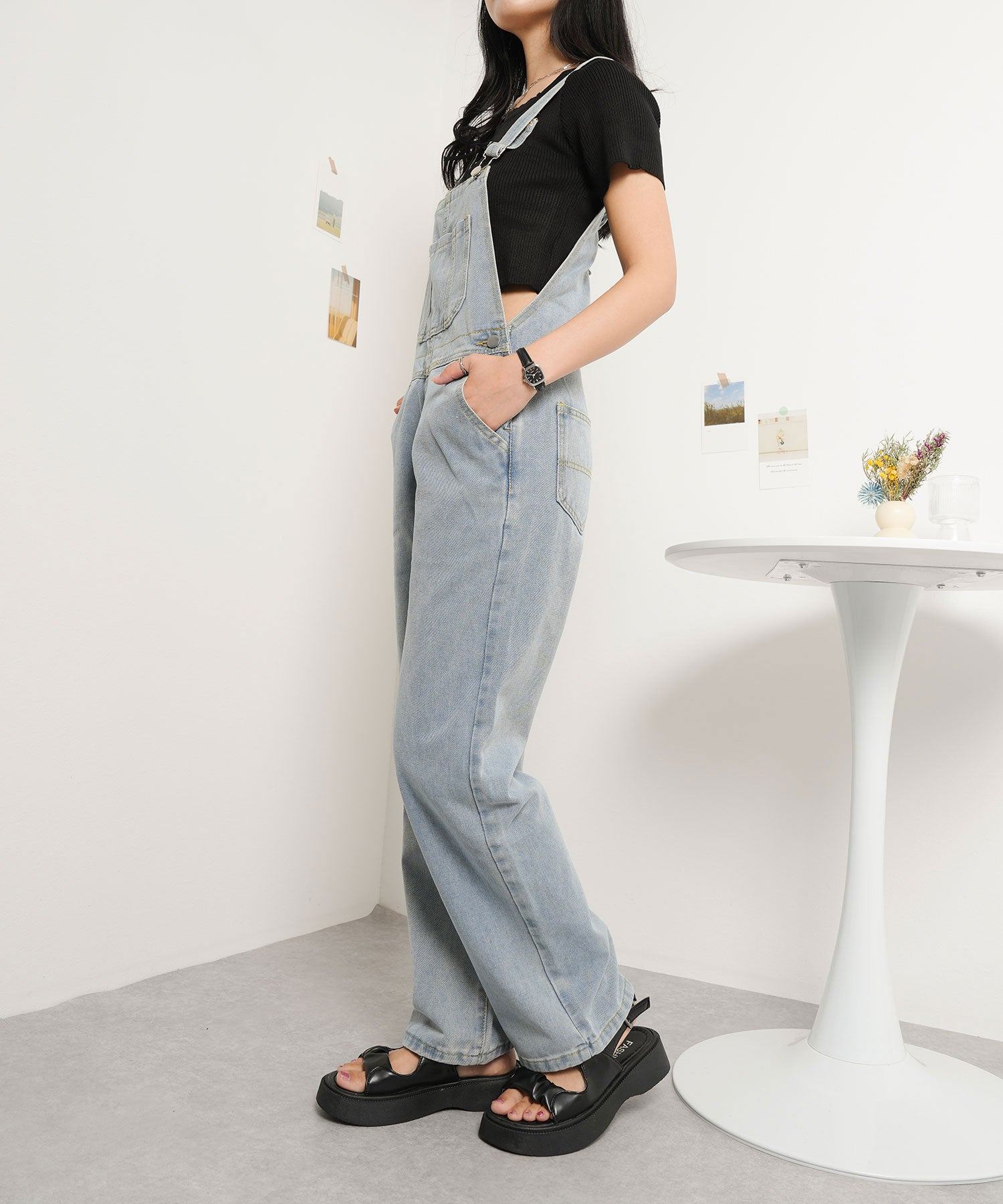 ニナエリナ Nina et Lina デニムサロペット (ブルー) ブルー