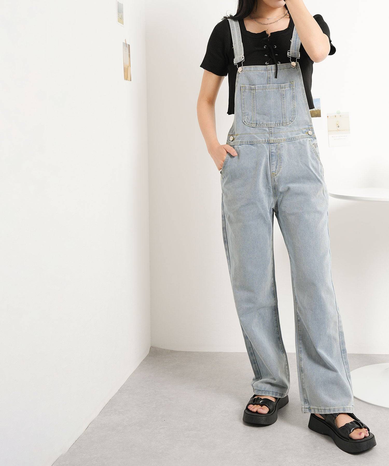 ニナエリナ Nina et Lina デニムサロペット (ブルー) ブルー