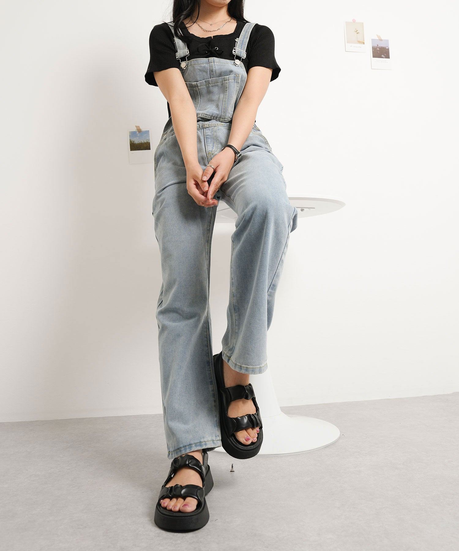 ニナエリナ Nina et Lina デニムサロペット (ブルー) ブルー