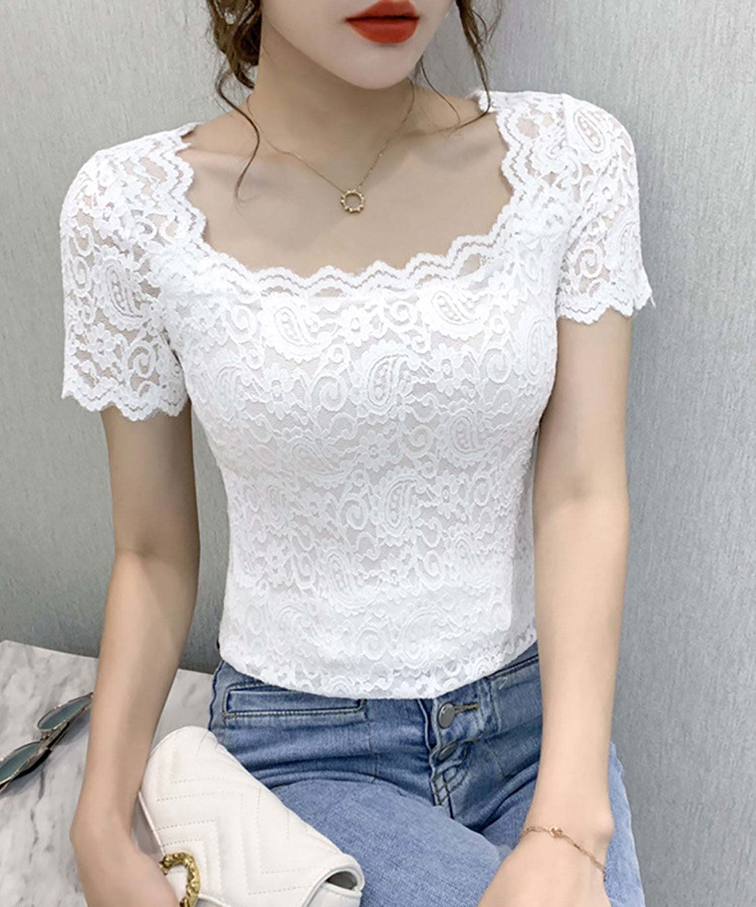 ニナエリナ Nina et Lina 総レースブラウス (リーフグリーン) リーフグリーン