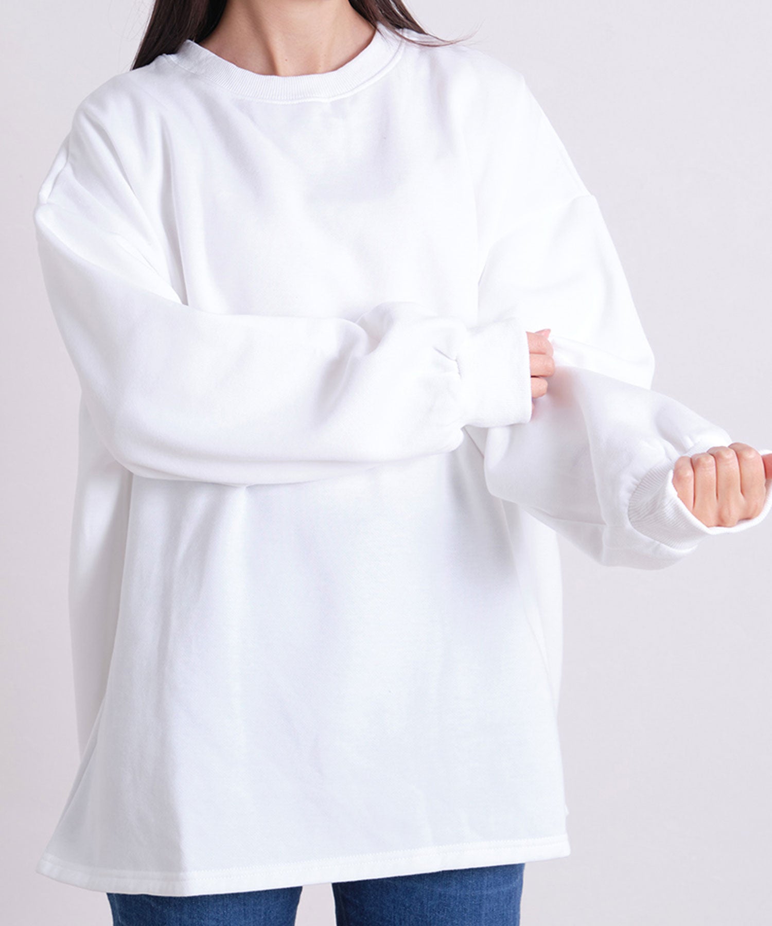 ニナエリナ Nina et Lina 裏起毛ドロップショルダートレーナー (ホワイト) ホワイト