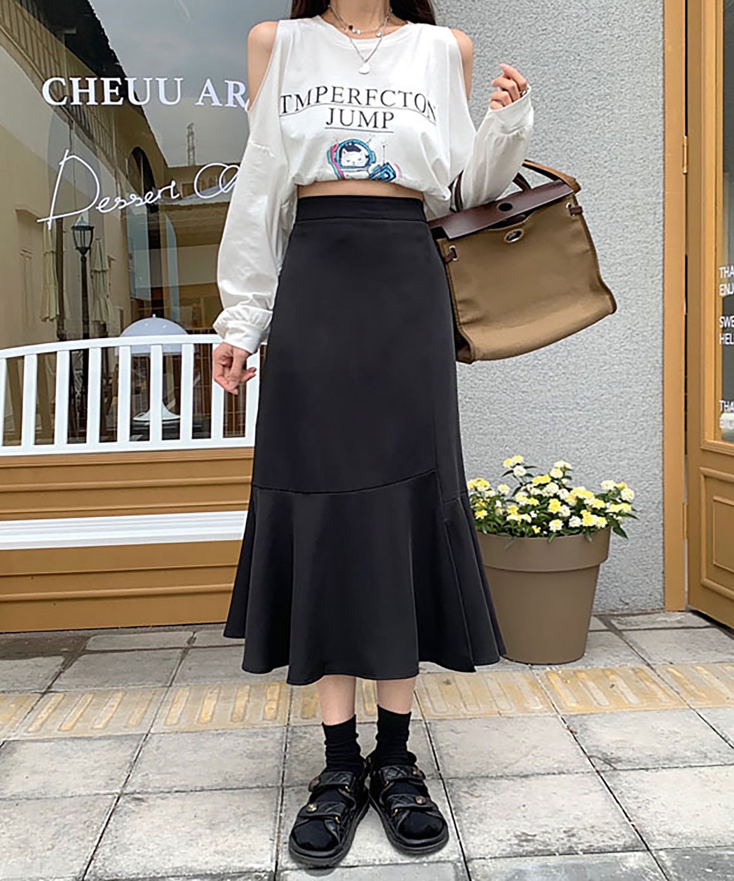 ニナエリナ Nina et Lina マーメイドスリットスカート (カーキ) カーキ