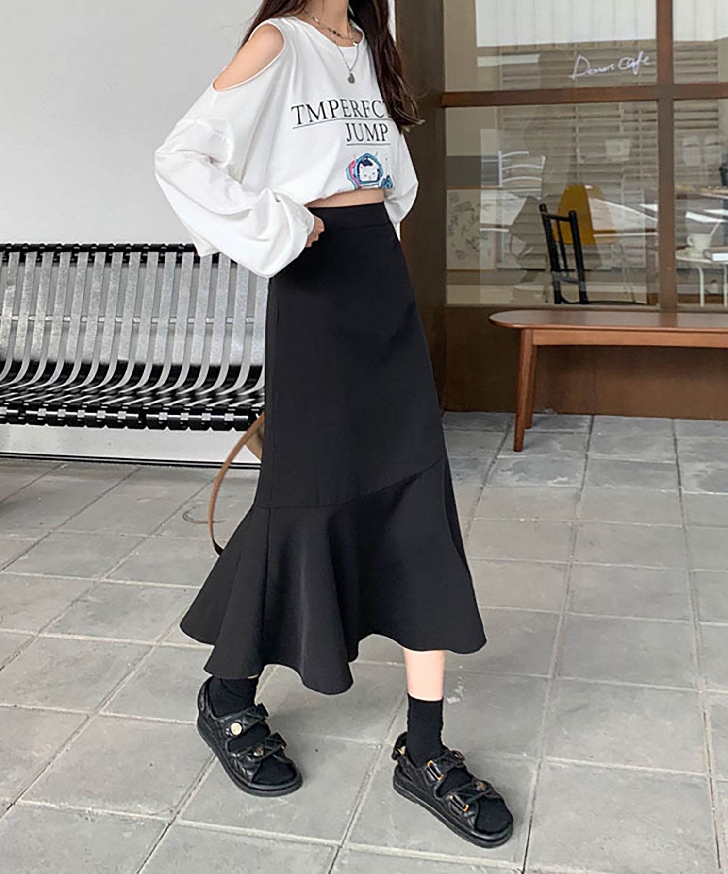 ニナエリナ Nina et Lina マーメイドスリットスカート (カーキ) カーキ