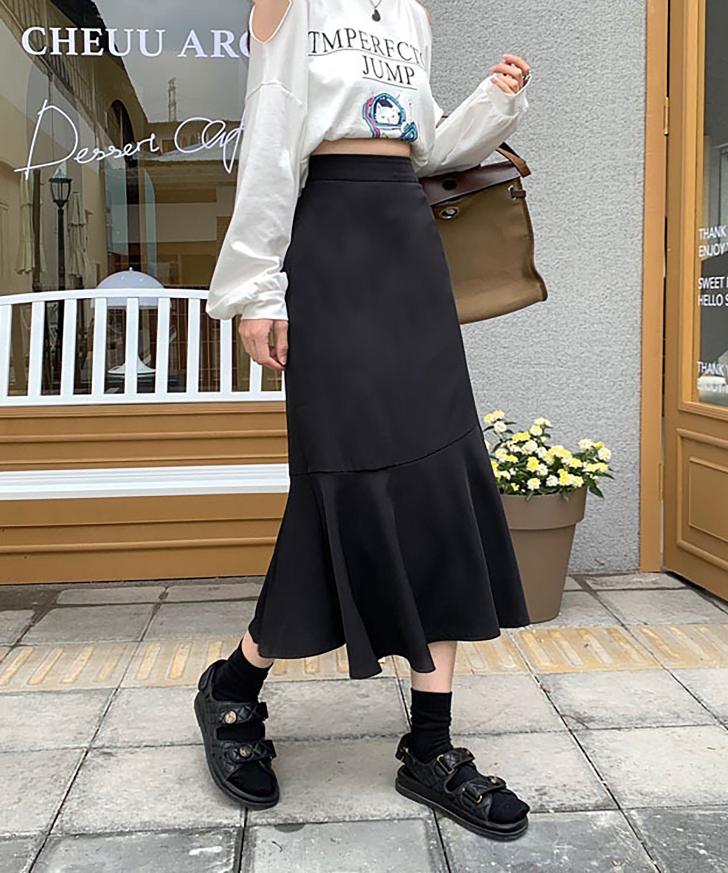 ニナエリナ Nina et Lina マーメイドスリットスカート (カーキ) カーキ