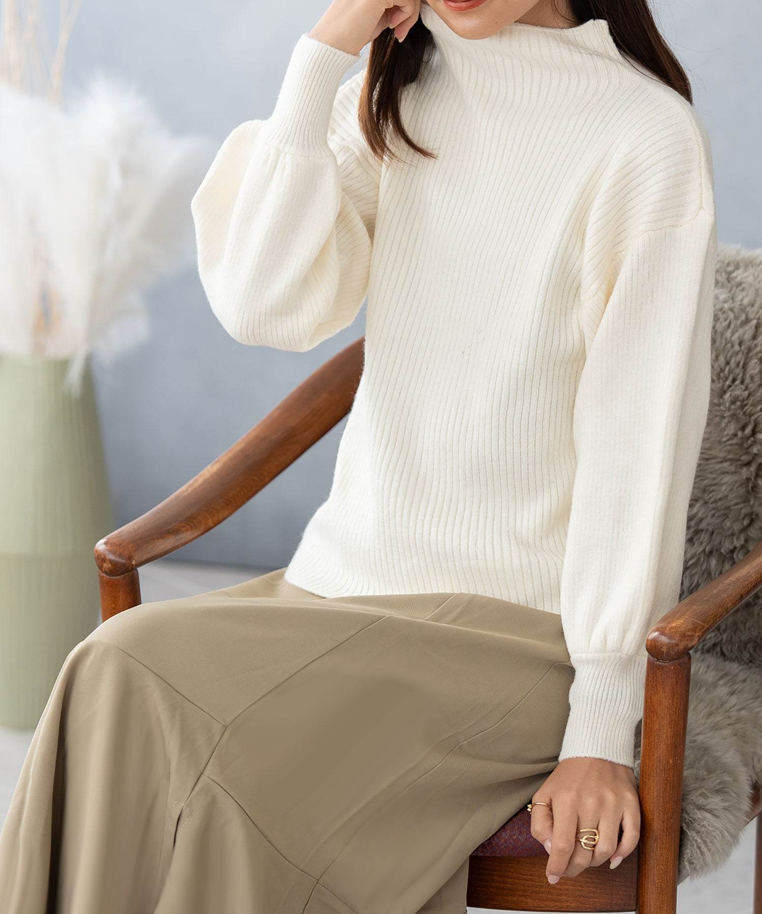 ニナエリナ Nina et Lina プチハイネックニット (ホワイト) ホワイト