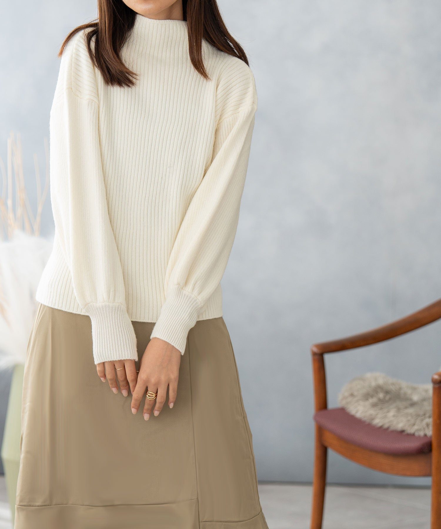 ニナエリナ Nina et Lina プチハイネックニット (ホワイト) ホワイト