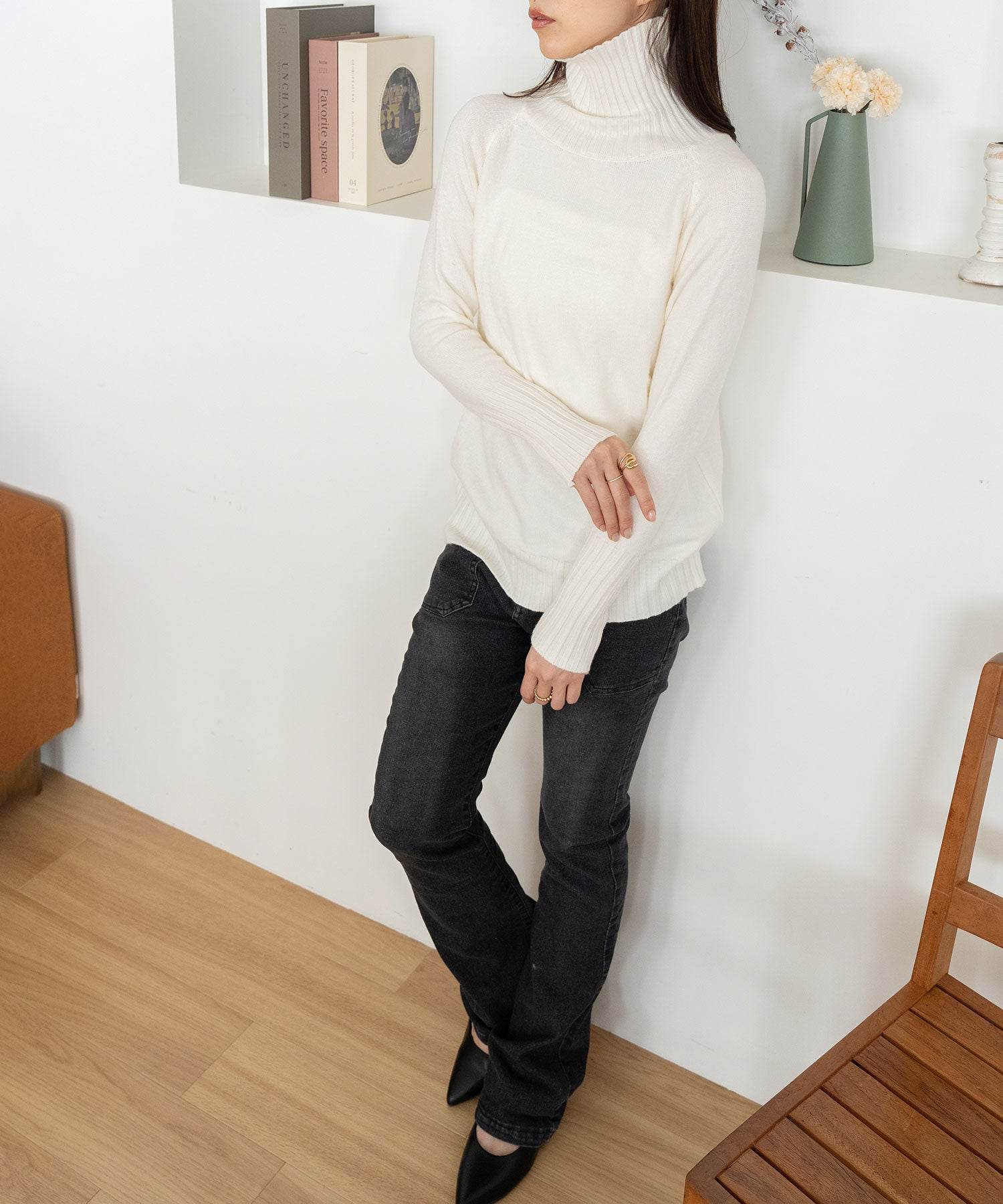 ニナエリナ Nina et Lina タートルネックニット (ホワイト) ホワイト