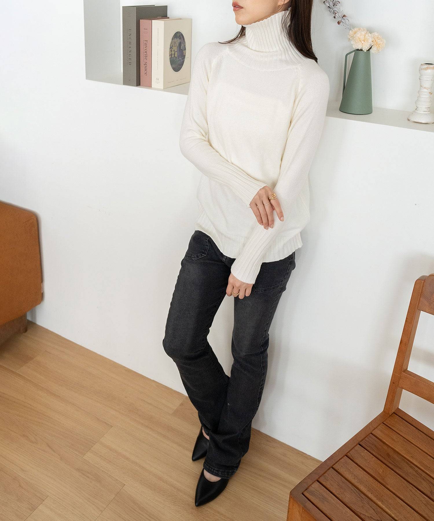 ニナエリナ Nina et Lina タートルネックニット (ホワイト) ホワイト