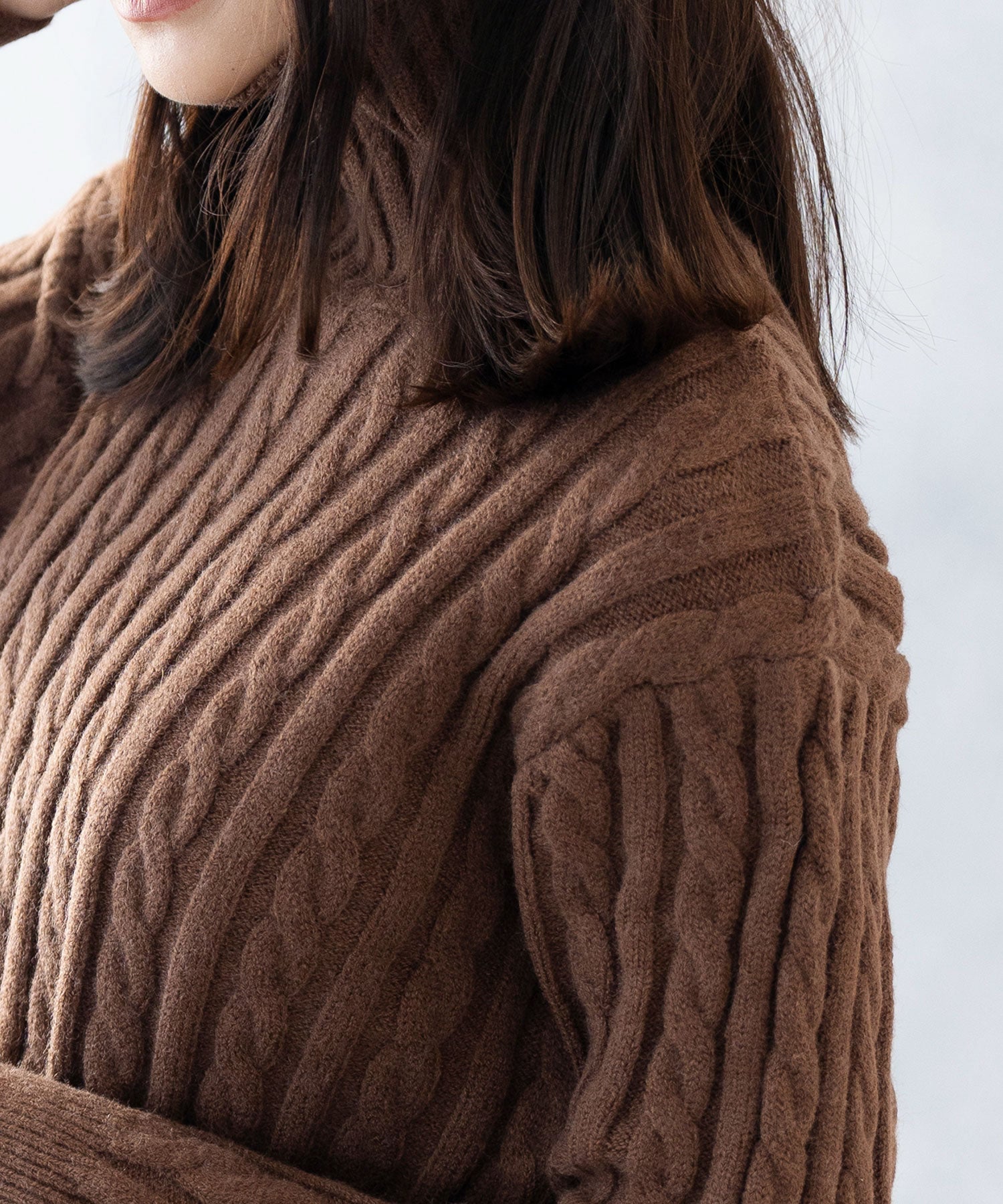 ニナエリナ Nina et Lina ハイネックニットトップス (ブラウン) ブラウン