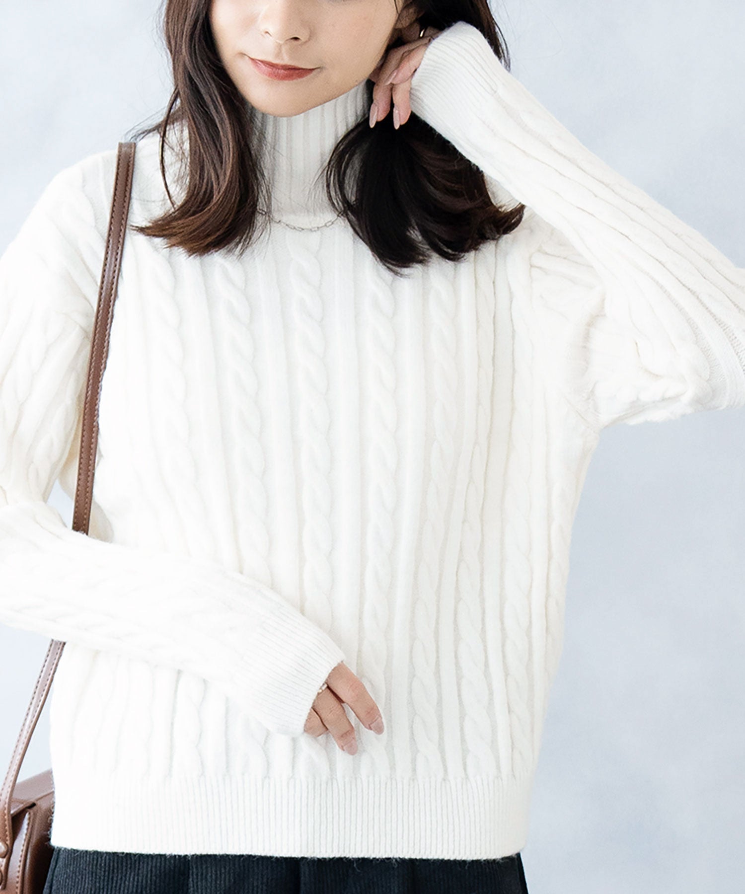 ニナエリナ Nina et Lina ハイネックニットトップス (アイボリー) アイボリー