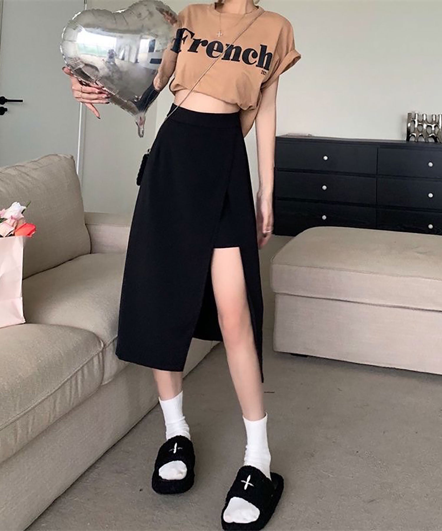 ニナエリナ Nina et Lina スカート風ショートパンツ (ブラック) ブラック