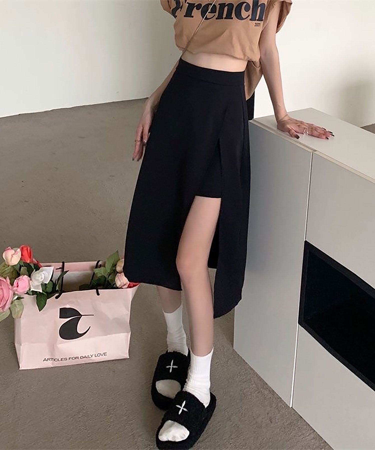 ニナエリナ Nina et Lina スカート風ショートパンツ (ブラック) ブラック