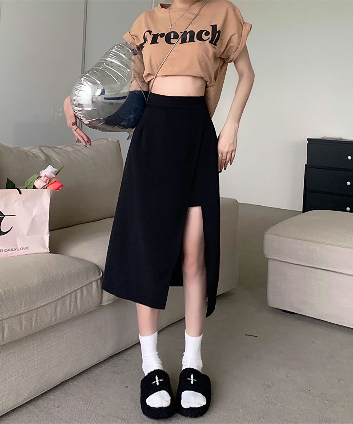 ニナエリナ Nina et Lina スカート風ショートパンツ (ブラック) ブラック