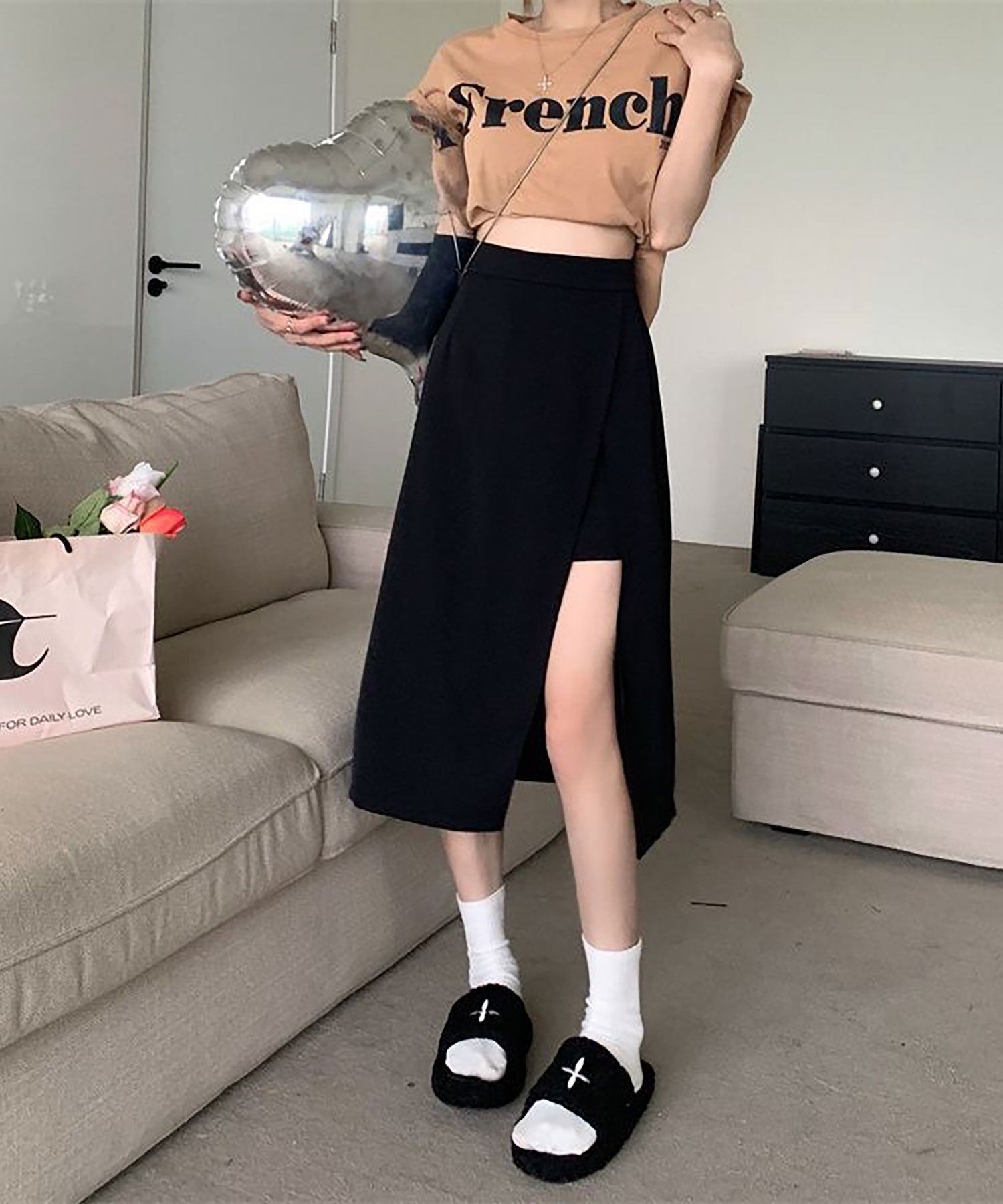 ニナエリナ Nina et Lina スカート風ショートパンツ (ブラック) ブラック