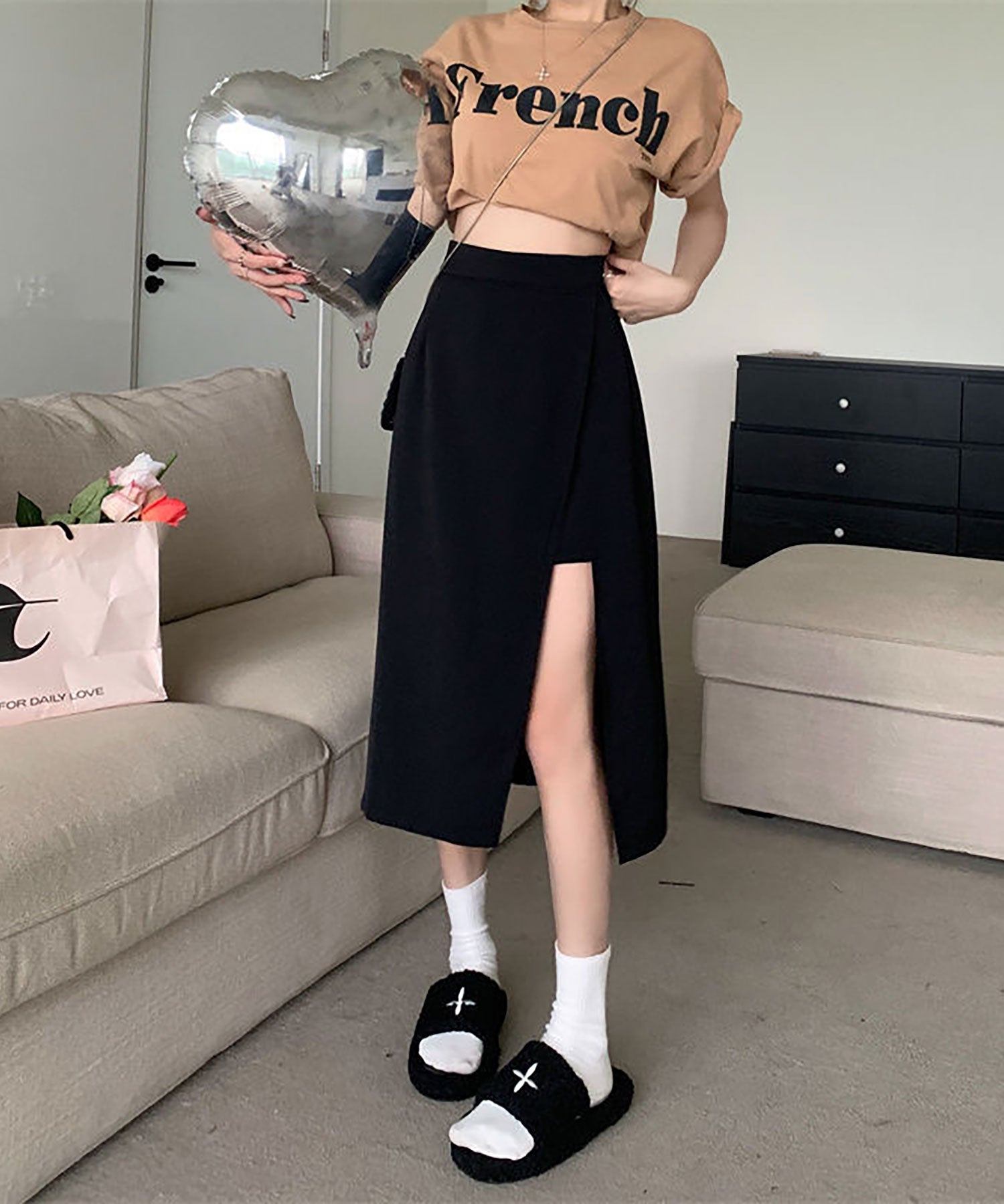 ニナエリナ Nina et Lina スカート風ショートパンツ (ブラック) ブラック