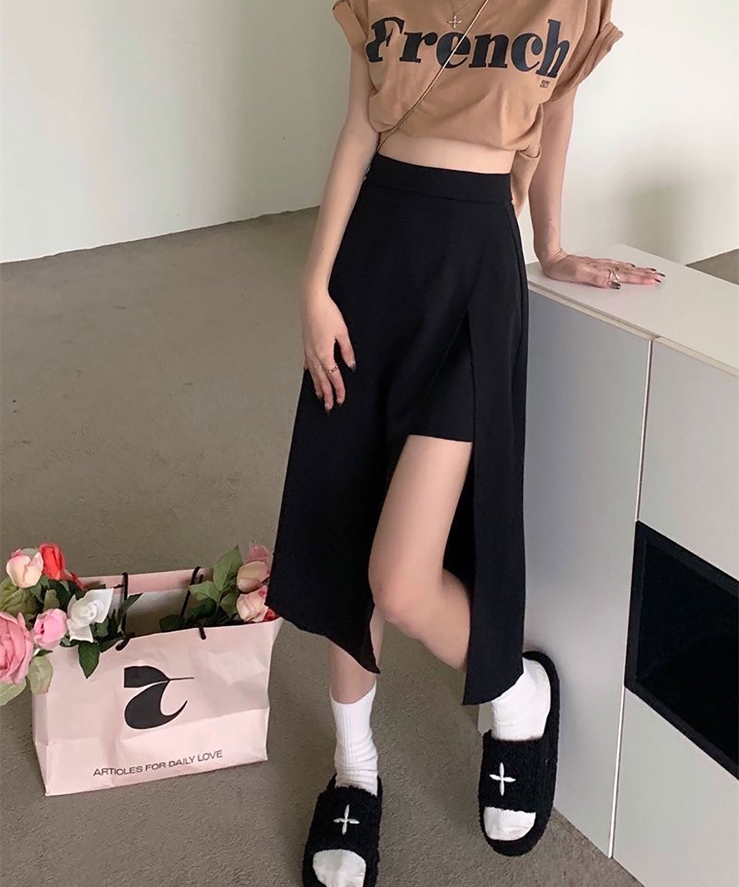 ニナエリナ Nina et Lina スカート風ショートパンツ (ブラック) ブラック