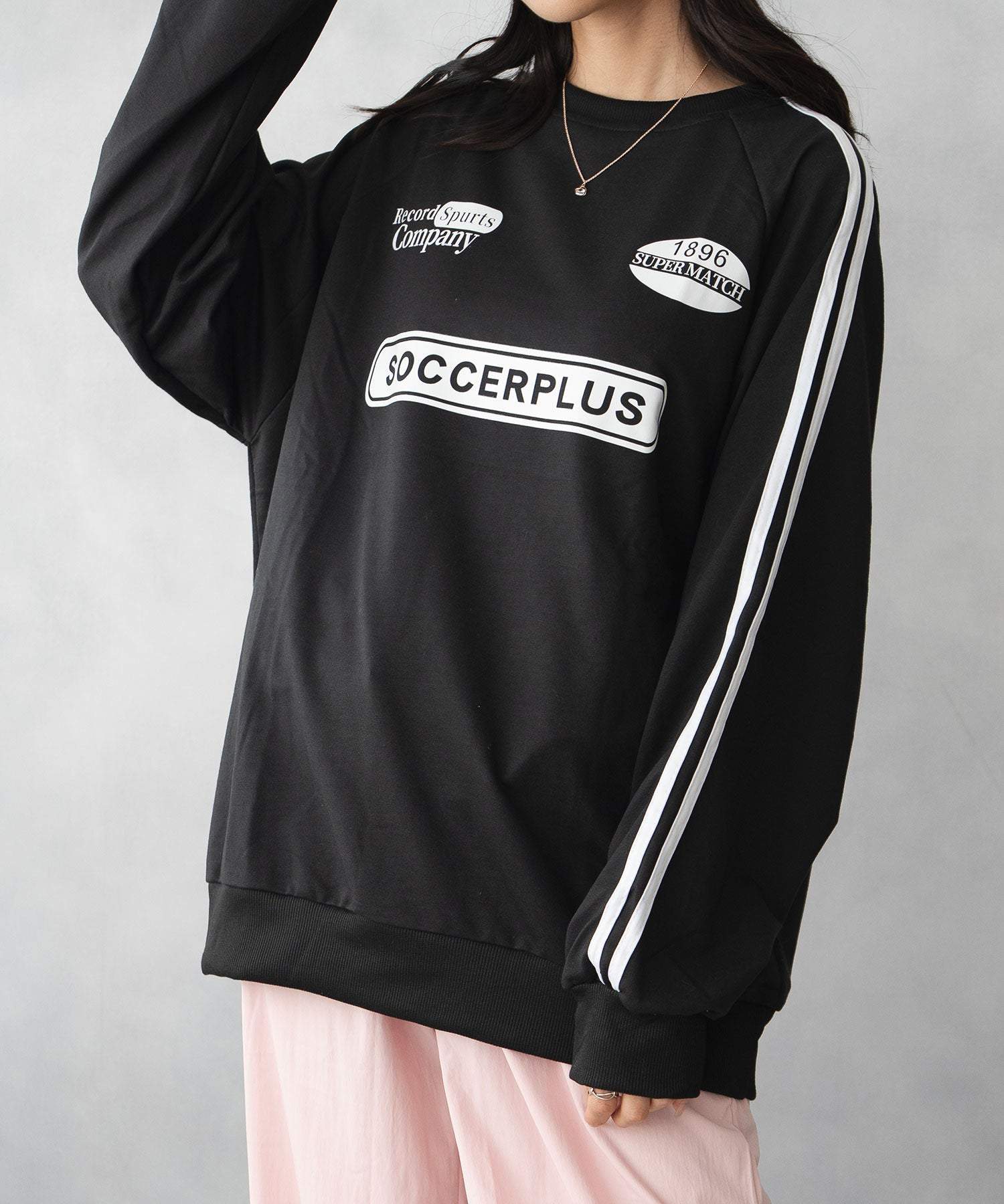 ニナエリナ Nina et Lina ライン切り替えトレーナー (ブラック) ブラック