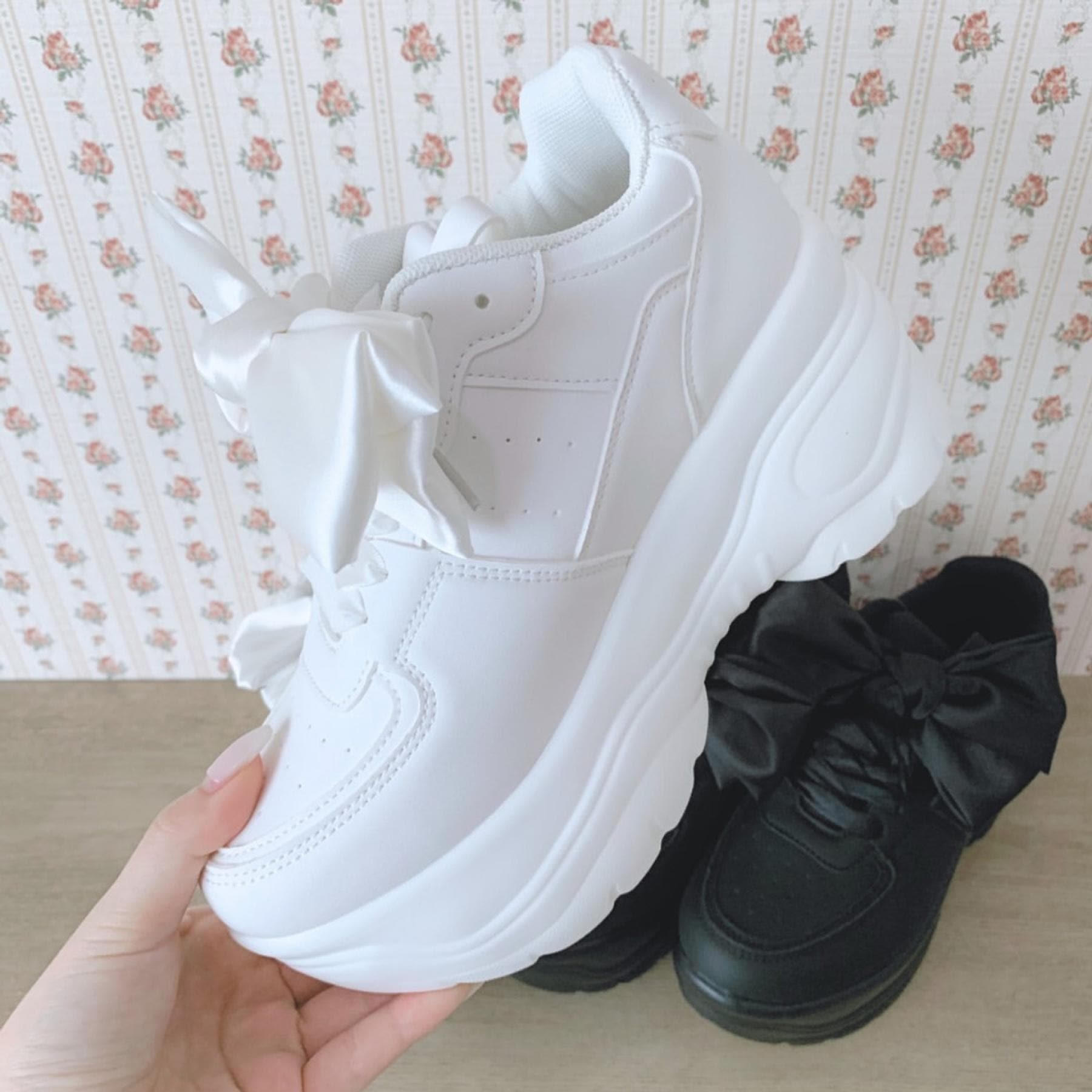 シーエス ティーアンドピー csT&P 厚底リボン取り外し可スニーカー (ホワイト(001)) ホワイト(001)