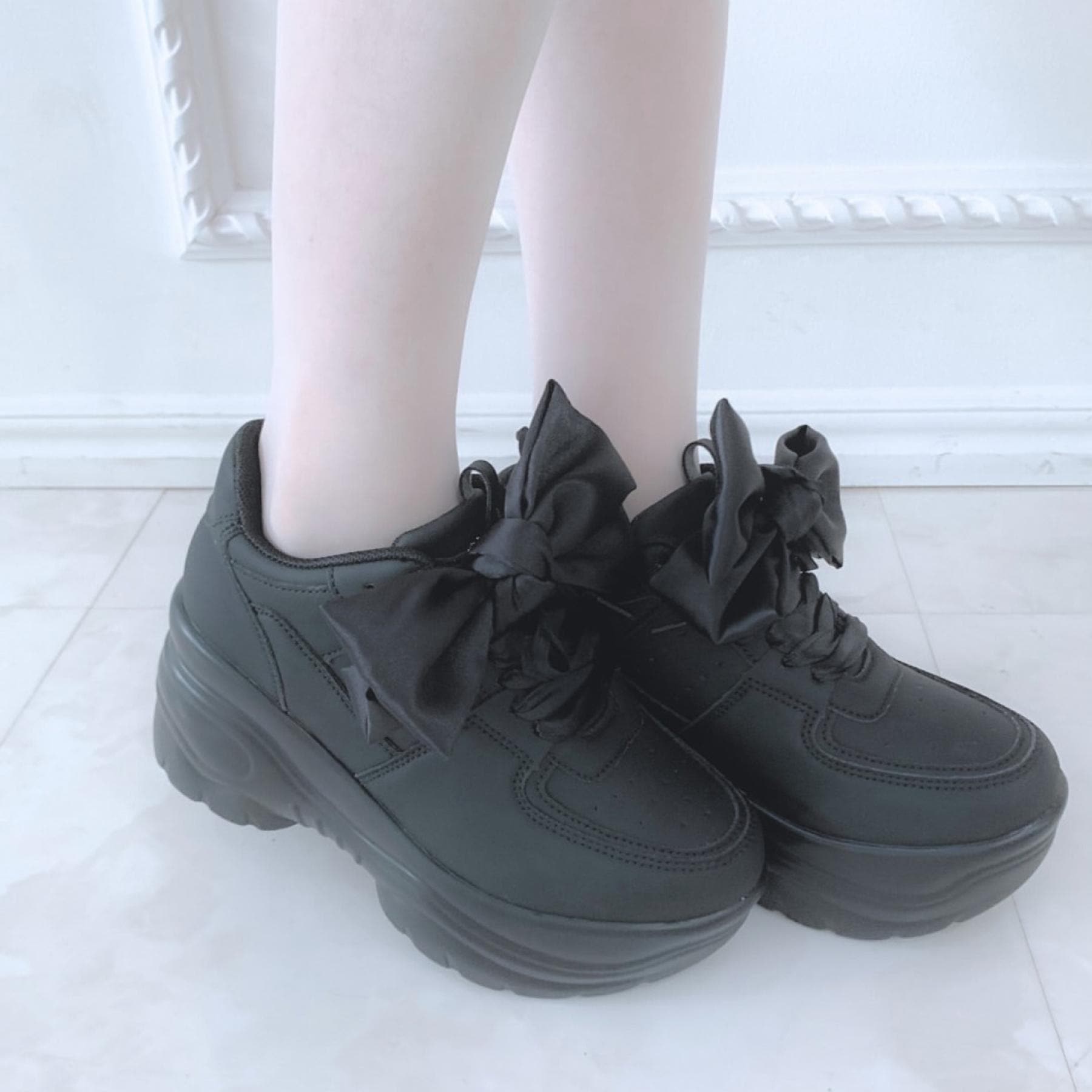 シーエス ティーアンドピー csT&P 厚底リボン取り外し可スニーカー (ホワイト(001)) ホワイト(001)